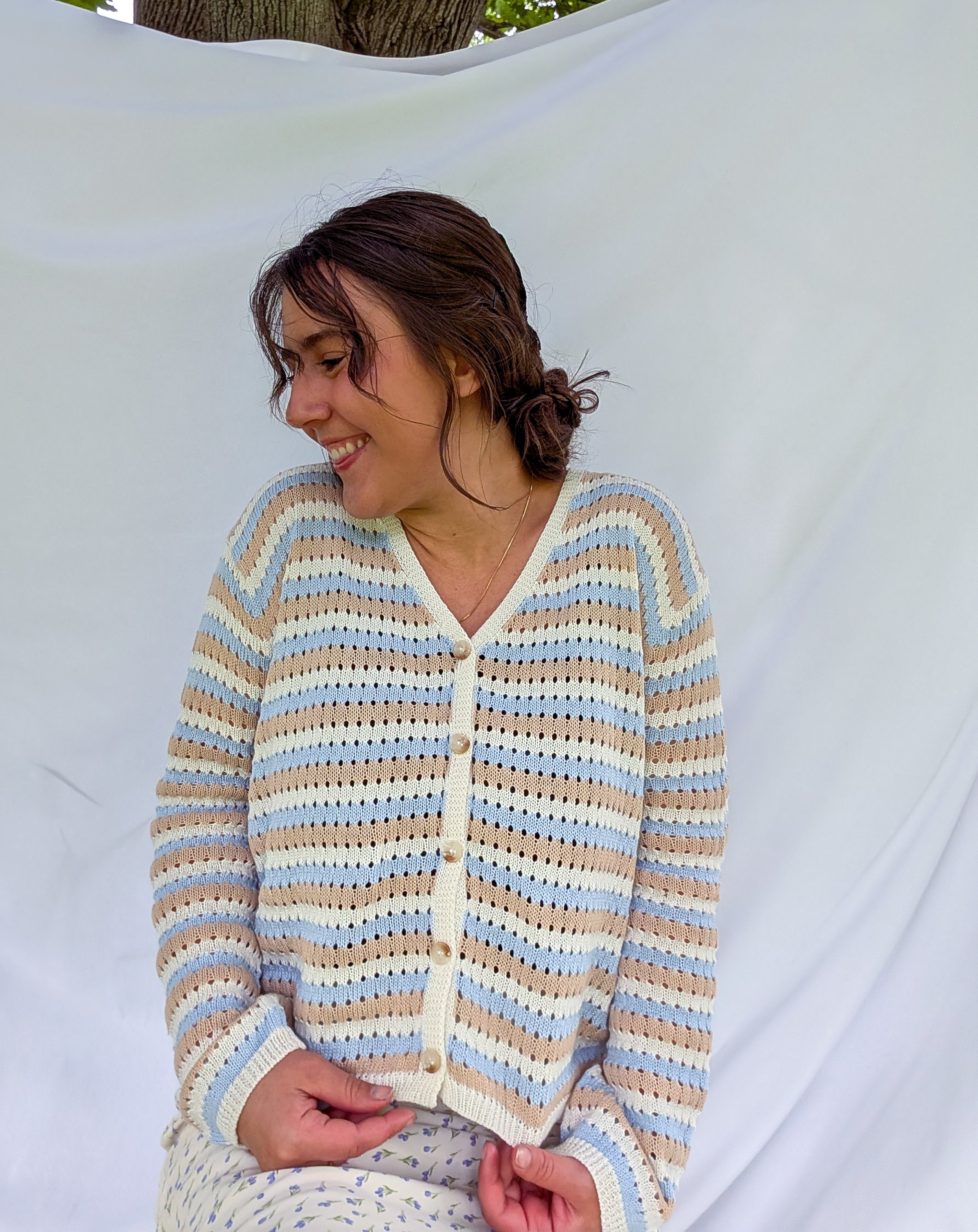 'Indie' Crochet Cardigan in Ivory