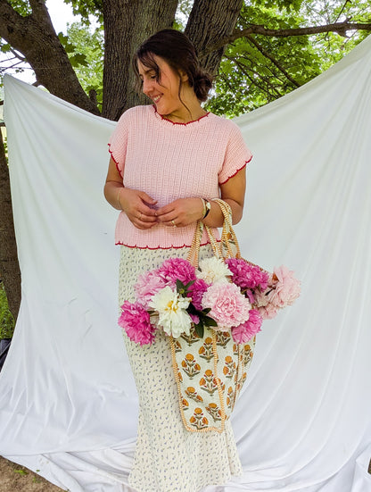 'Bonnie' Crochet Top in Soft Pink