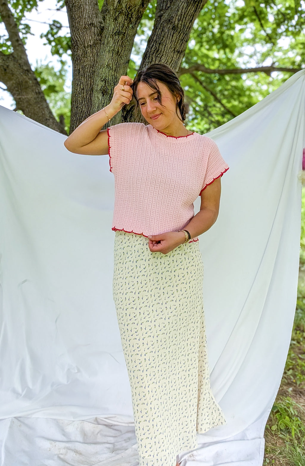 'Bonnie' Crochet Top in Soft Pink