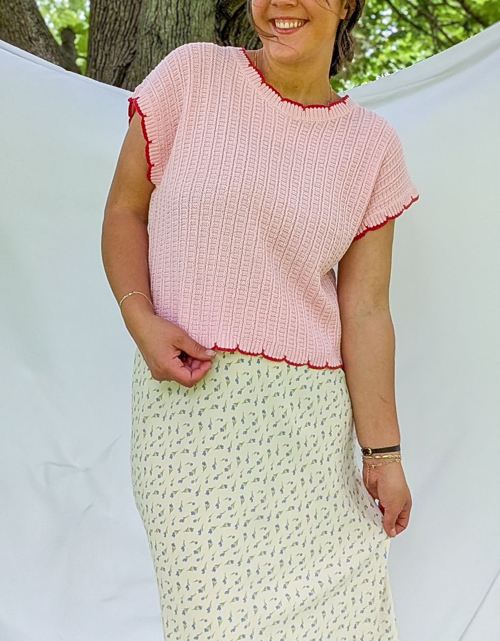 'Bonnie' Crochet Top in Soft Pink