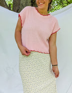 'Bonnie' Crochet Top in Soft Pink