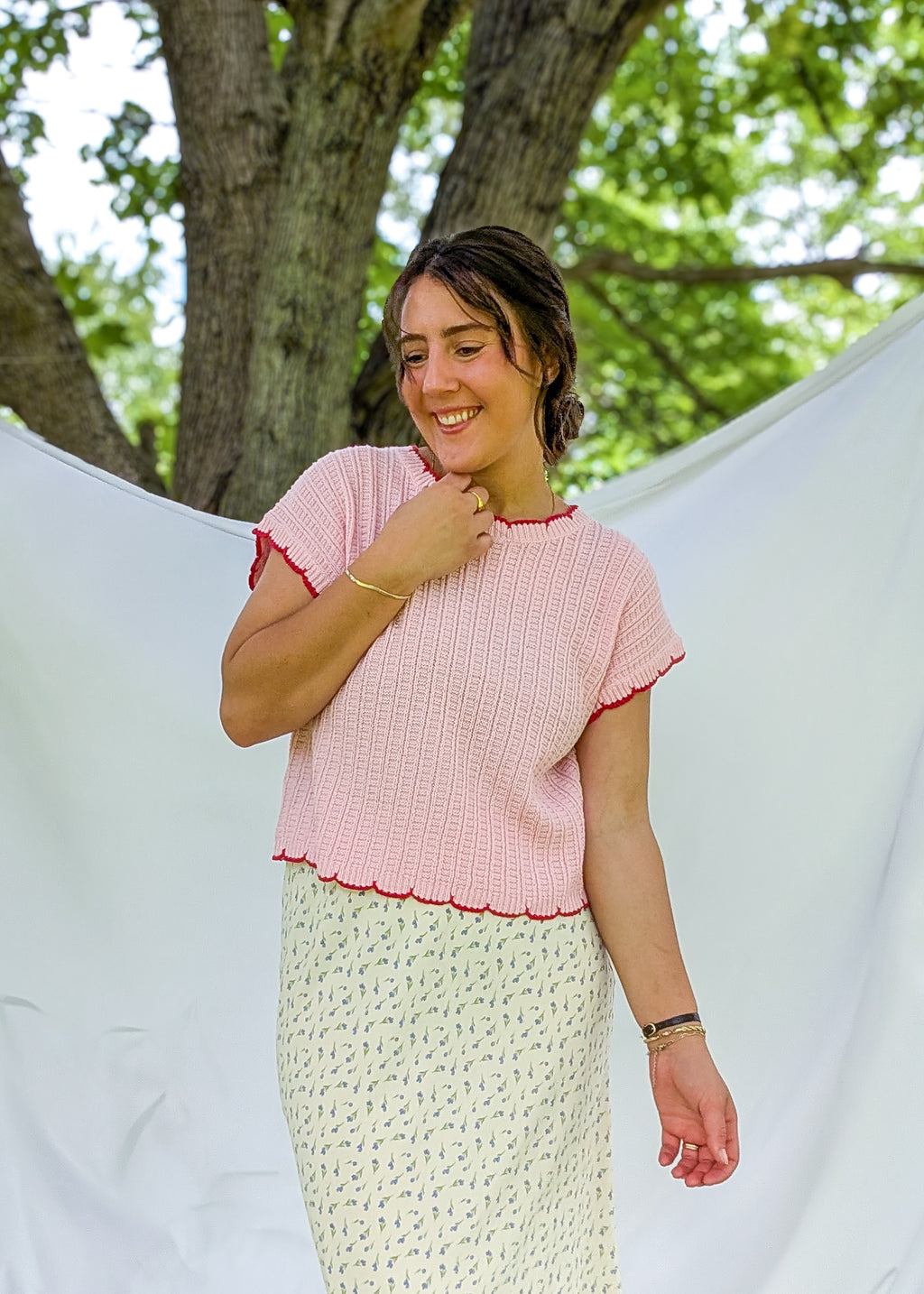 'Bonnie' Crochet Top in Soft Pink