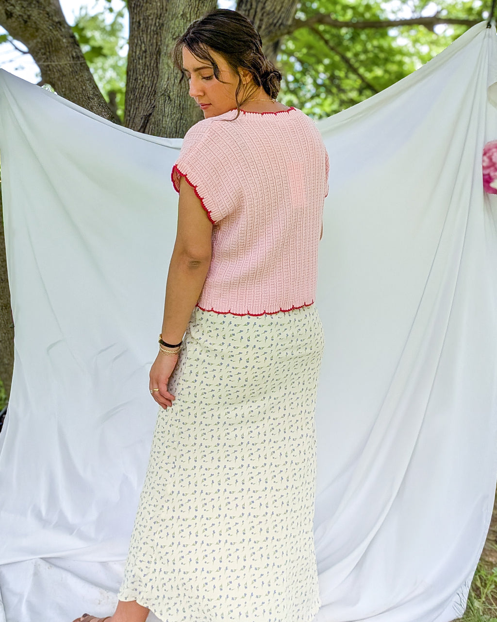 'Bonnie' Crochet Top in Soft Pink