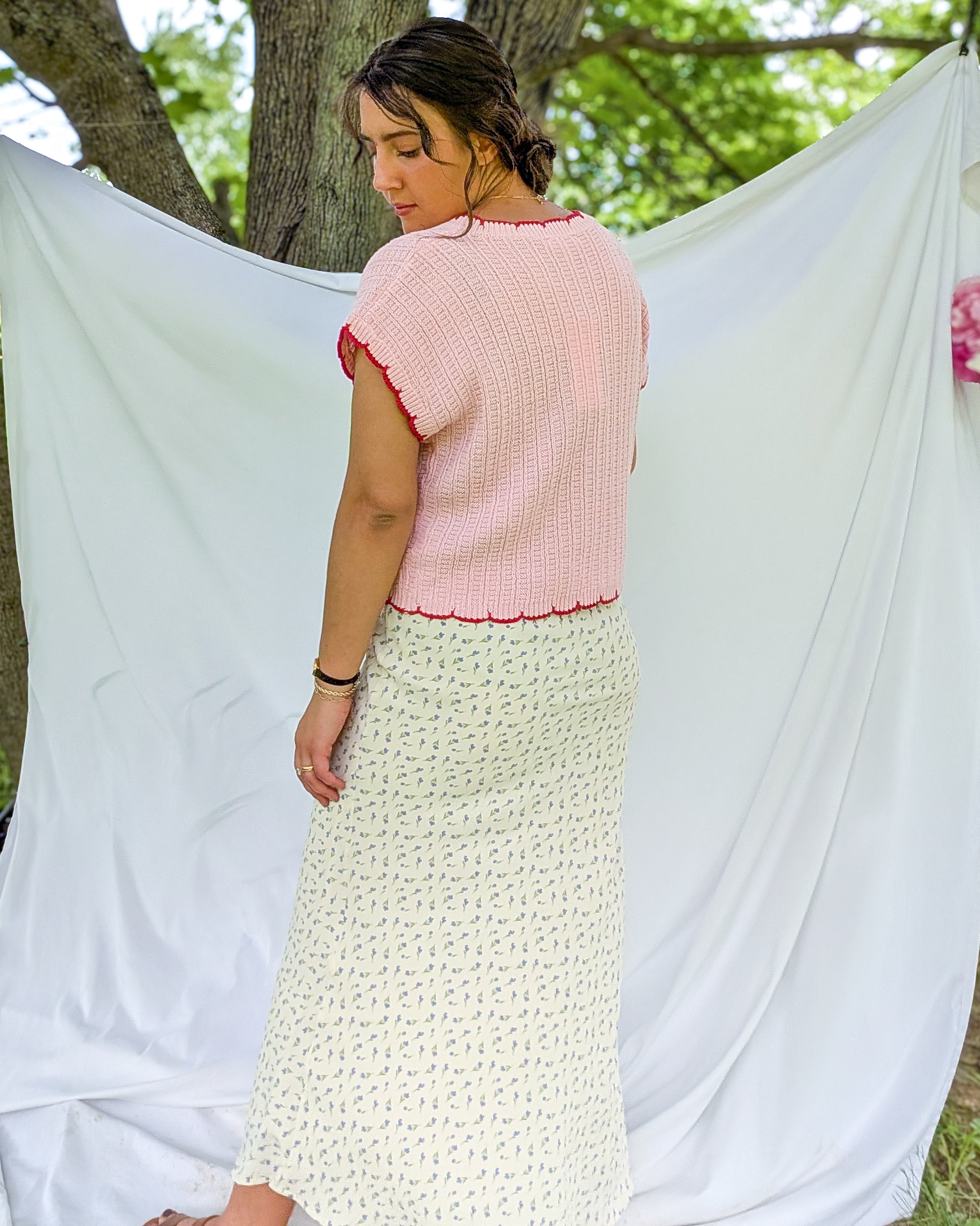 'Bonnie' Crochet Top in Soft Pink