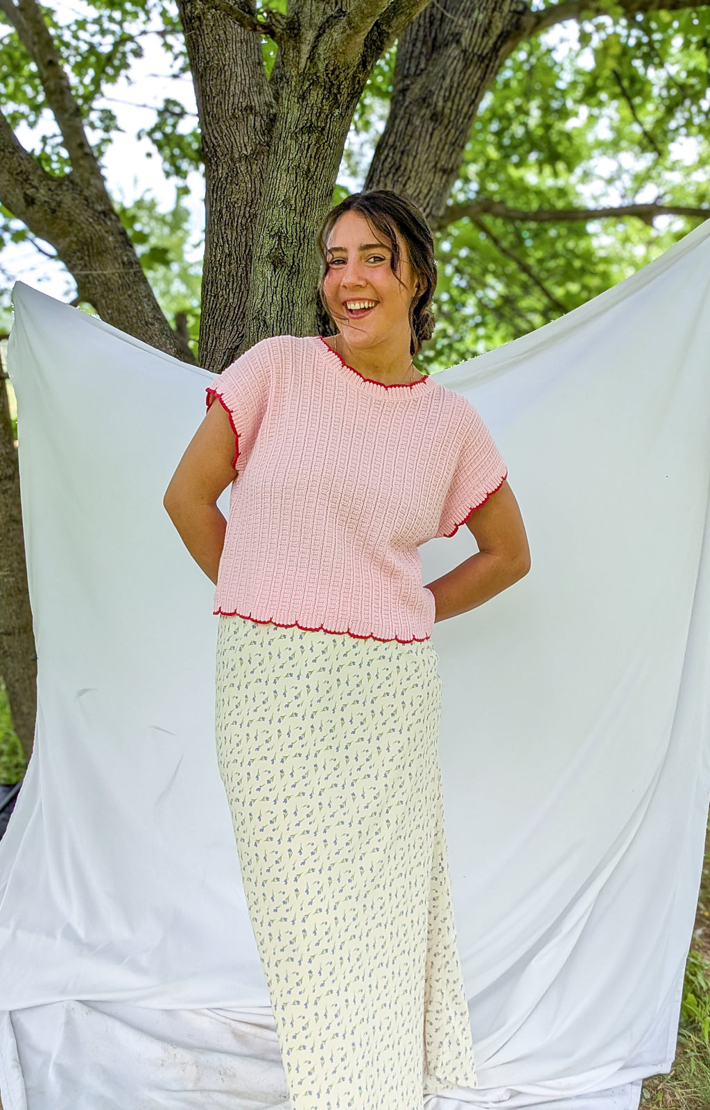 'Bonnie' Crochet Top in Soft Pink