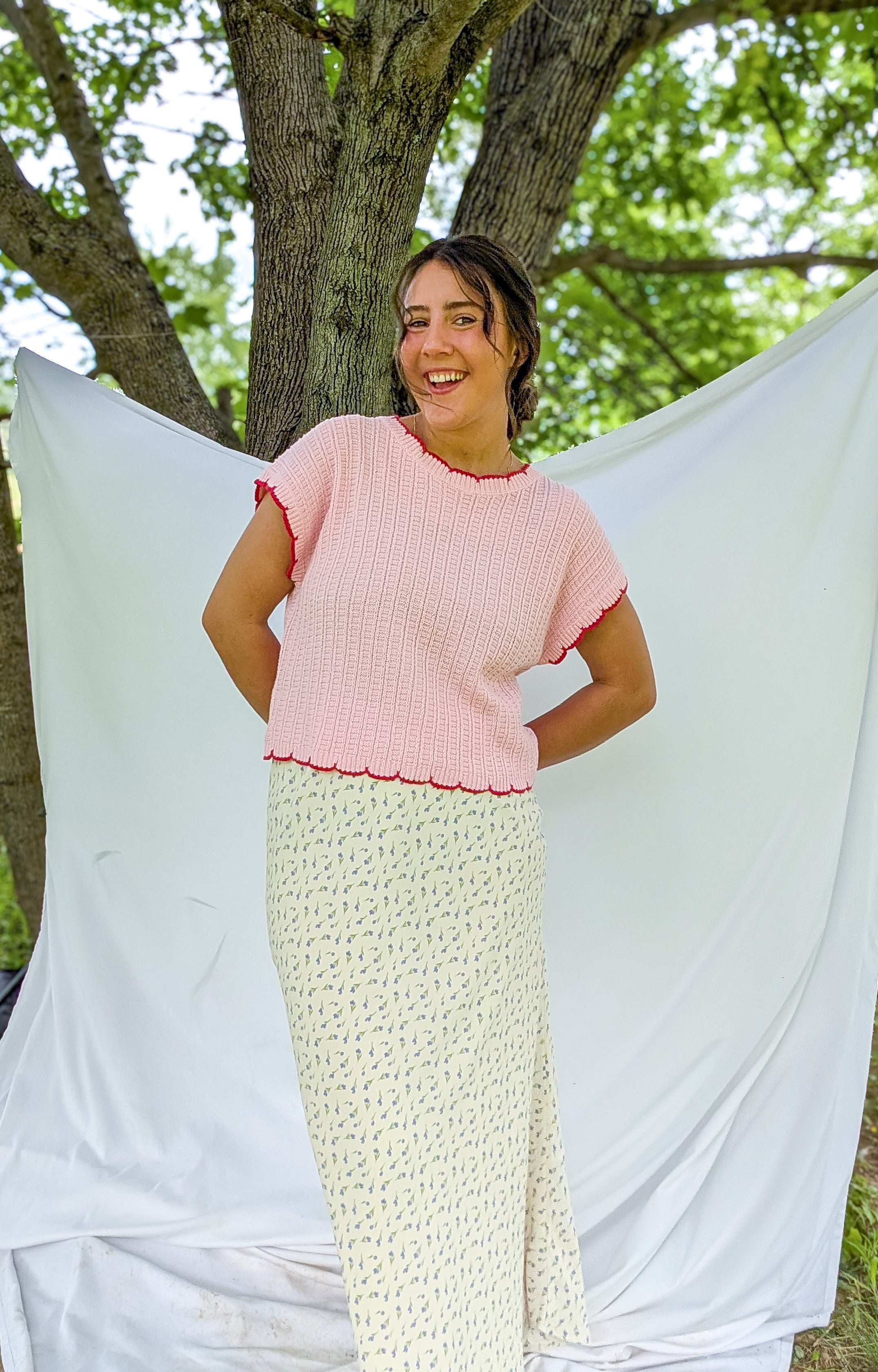 'Bonnie' Crochet Top in Soft Pink