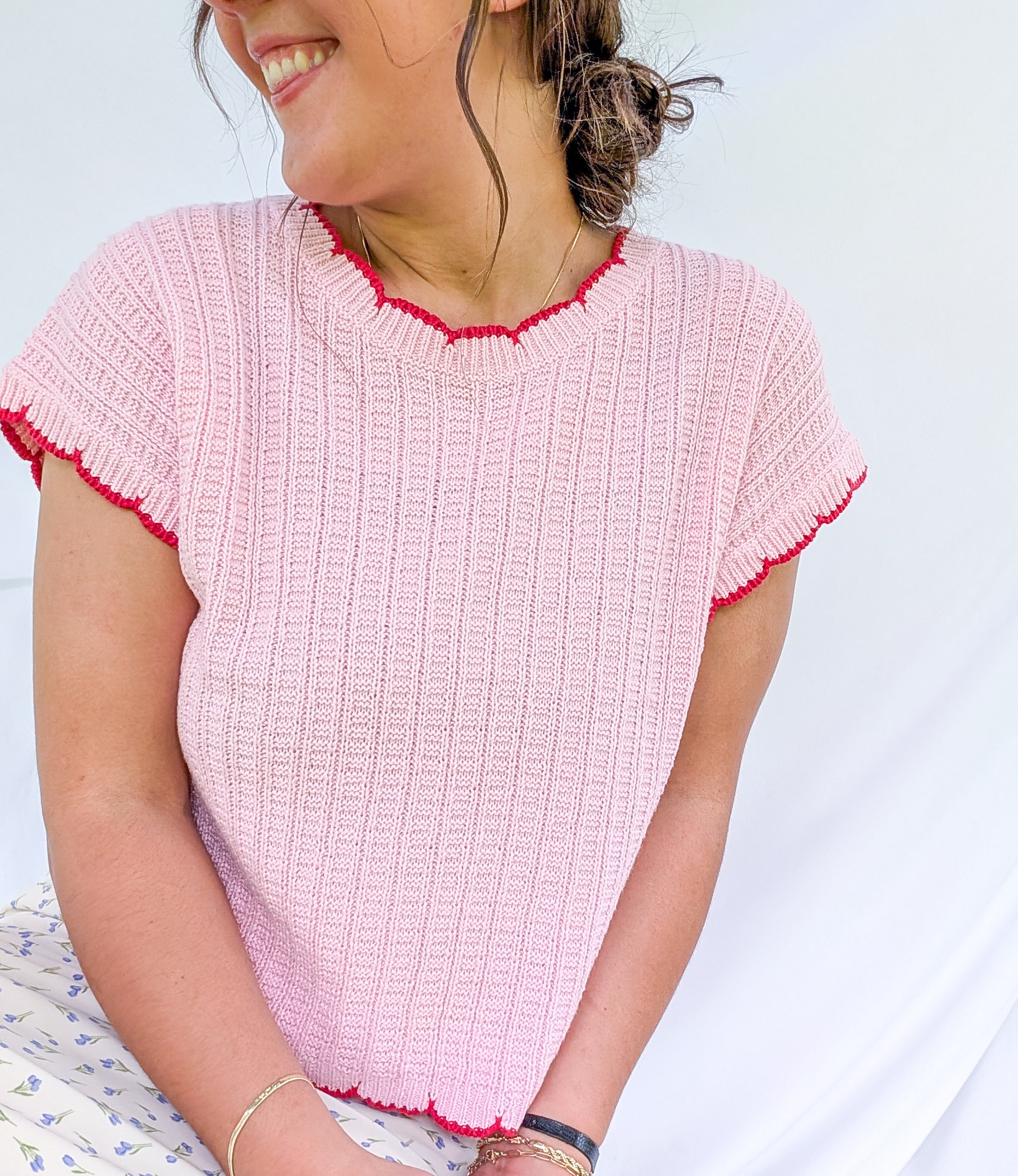 'Bonnie' Crochet Top in Soft Pink