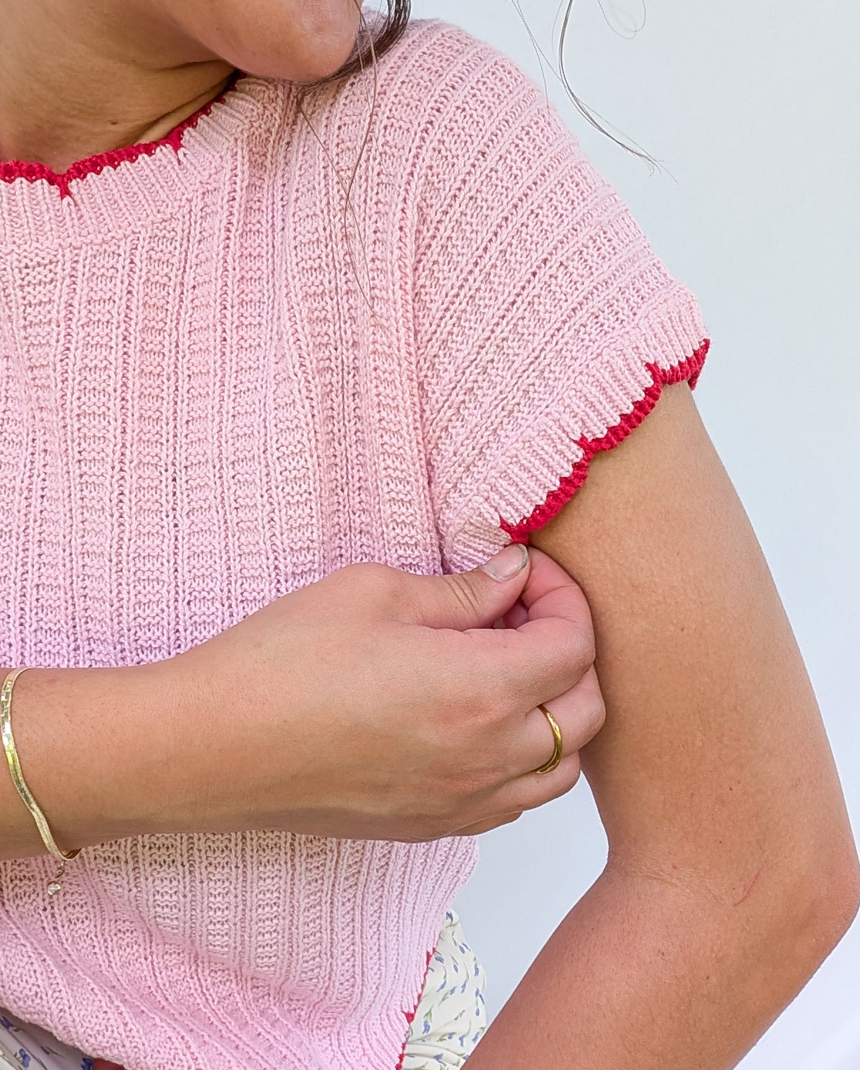 'Bonnie' Crochet Top in Soft Pink