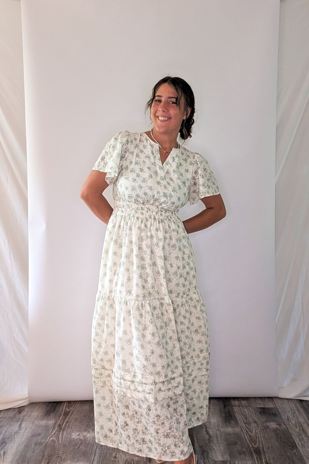 'Marabella' Floral Maxi Dress in Ivory