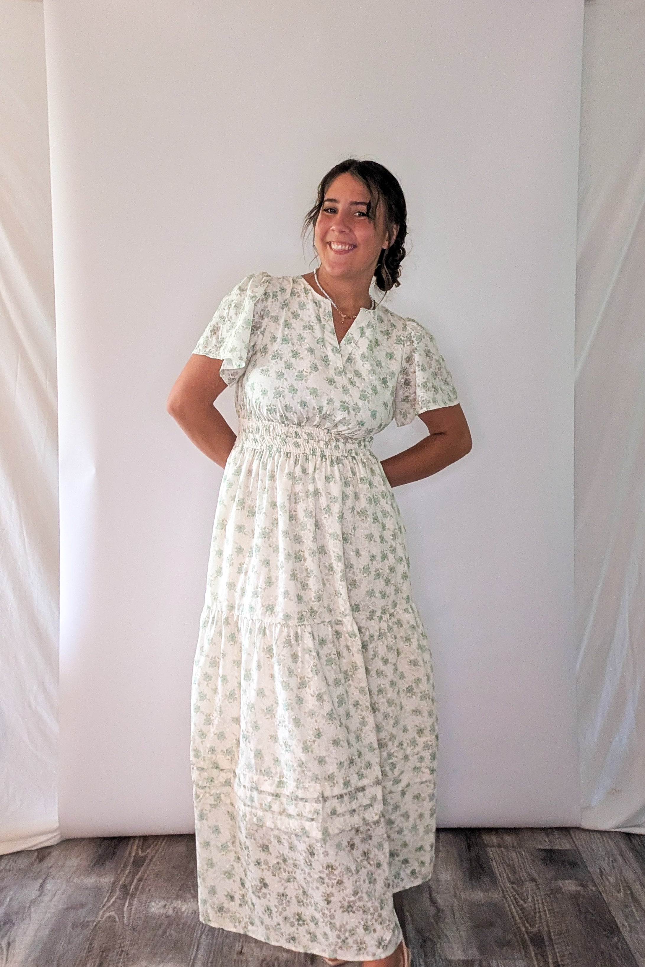 'Marabella' Floral Maxi Dress in Ivory