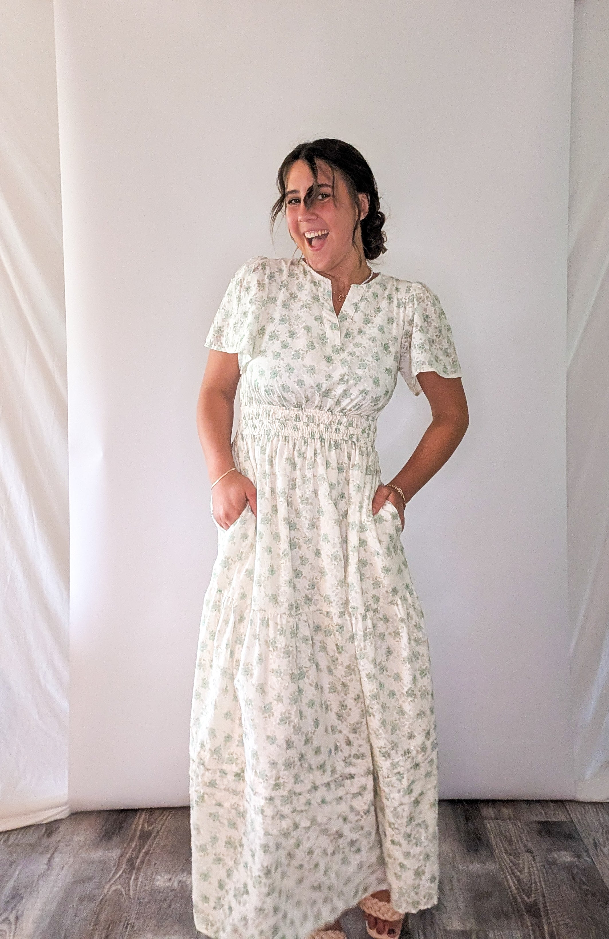 'Marabella' Floral Maxi Dress in Ivory