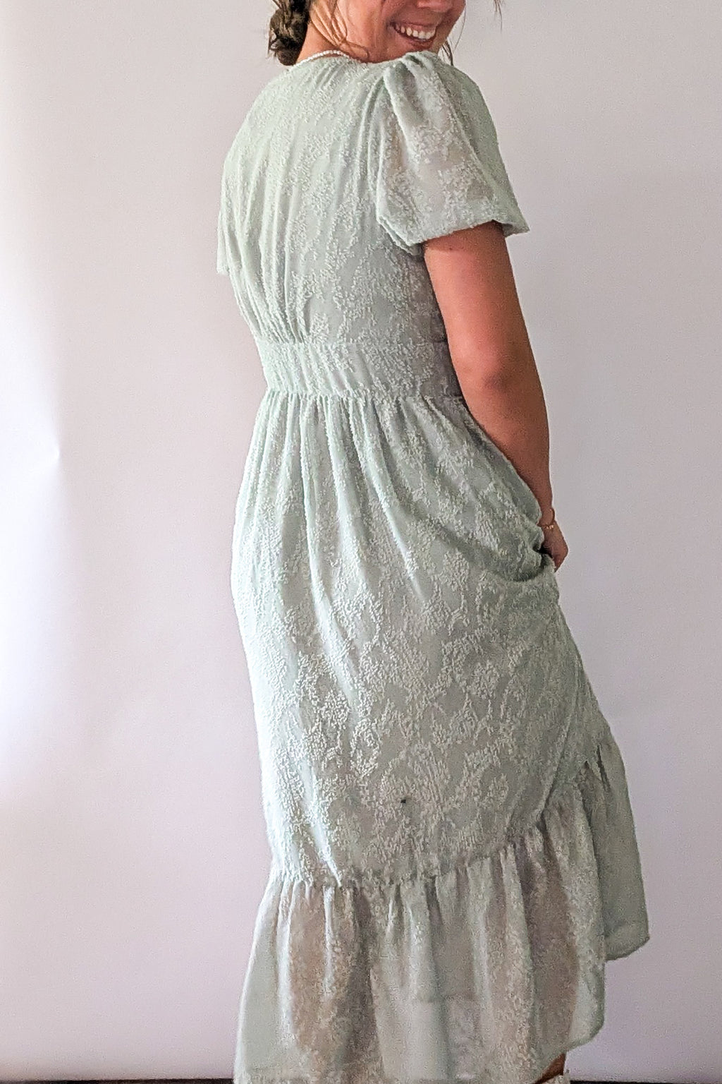 'Myra' Button Down Midi Dress in Sage