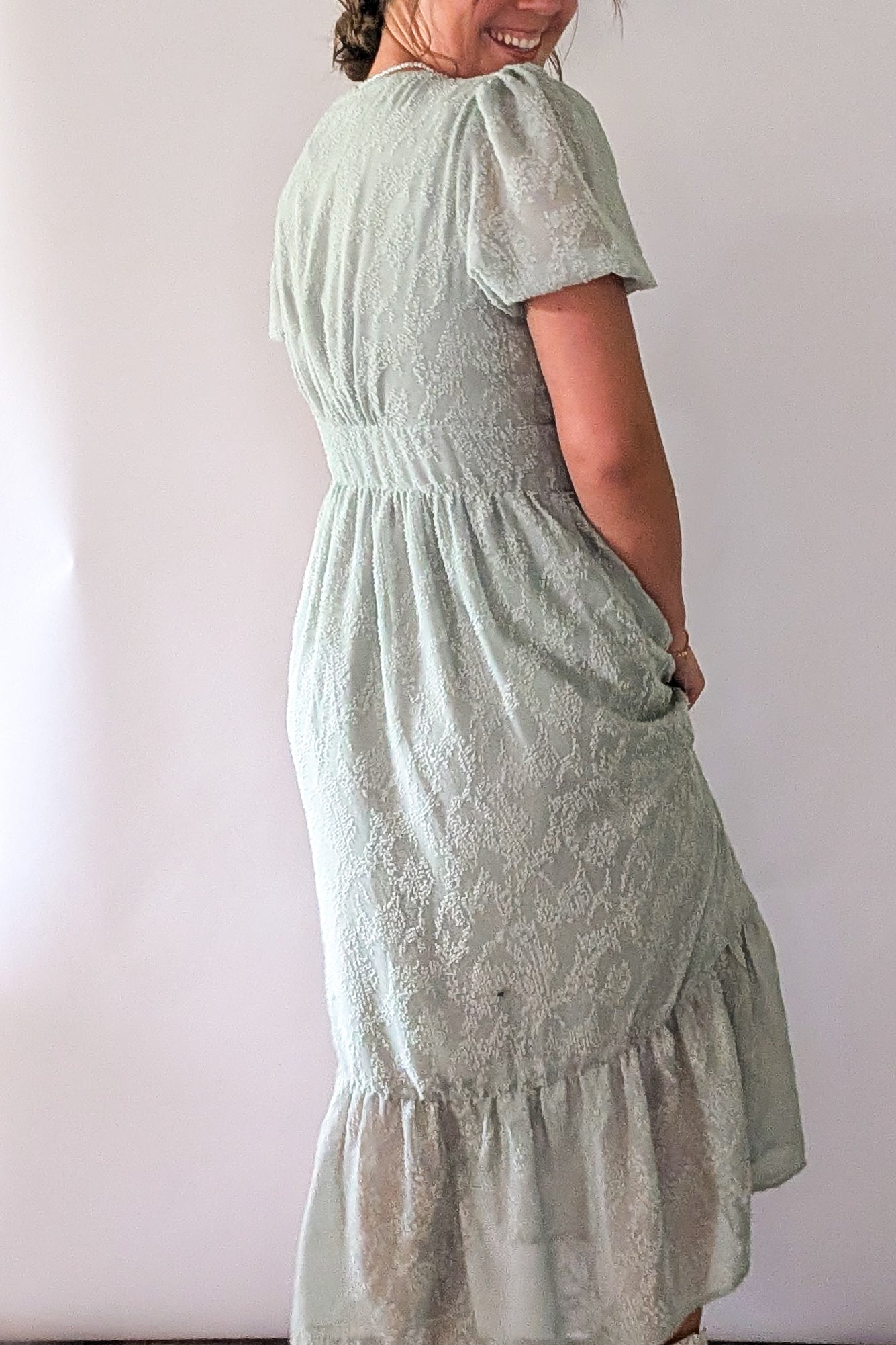 'Myra' Button Down Midi Dress in Sage