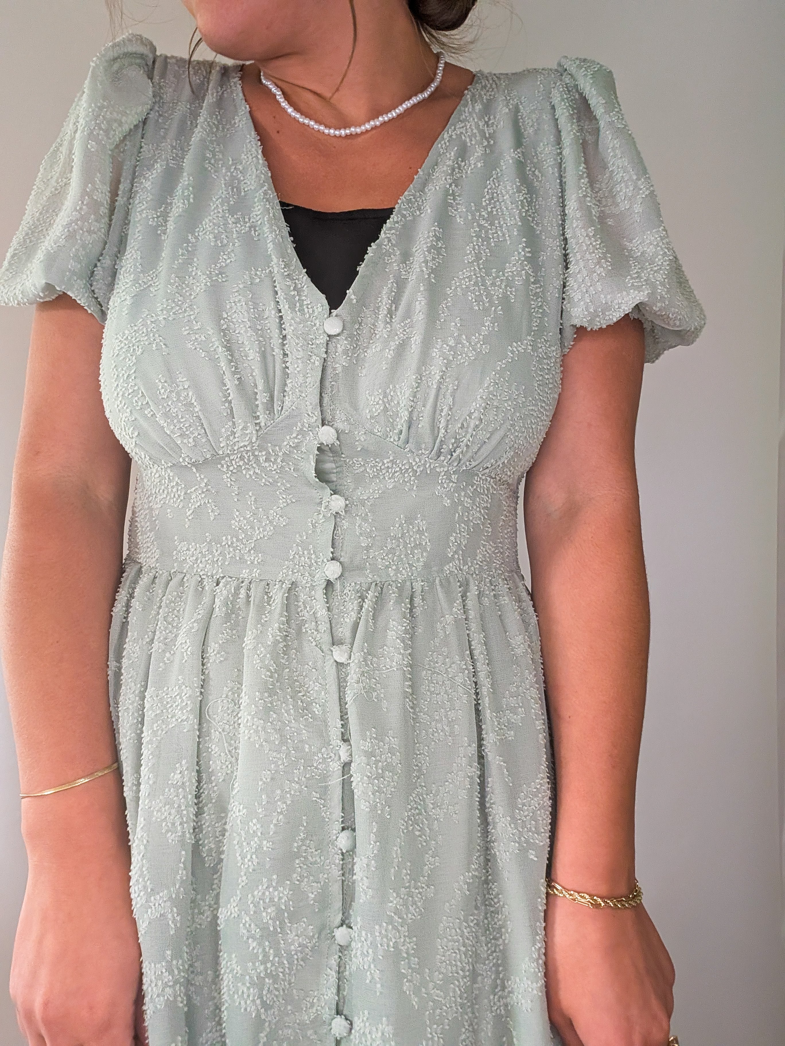 'Myra' Button Down Midi Dress in Sage