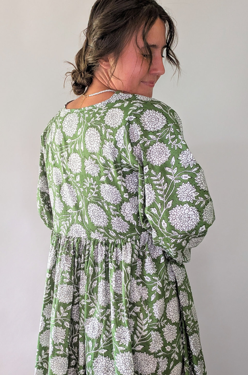 'Nila' Floral Maxi Dress in Green