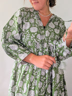 'Nila' Floral Maxi Dress in Green