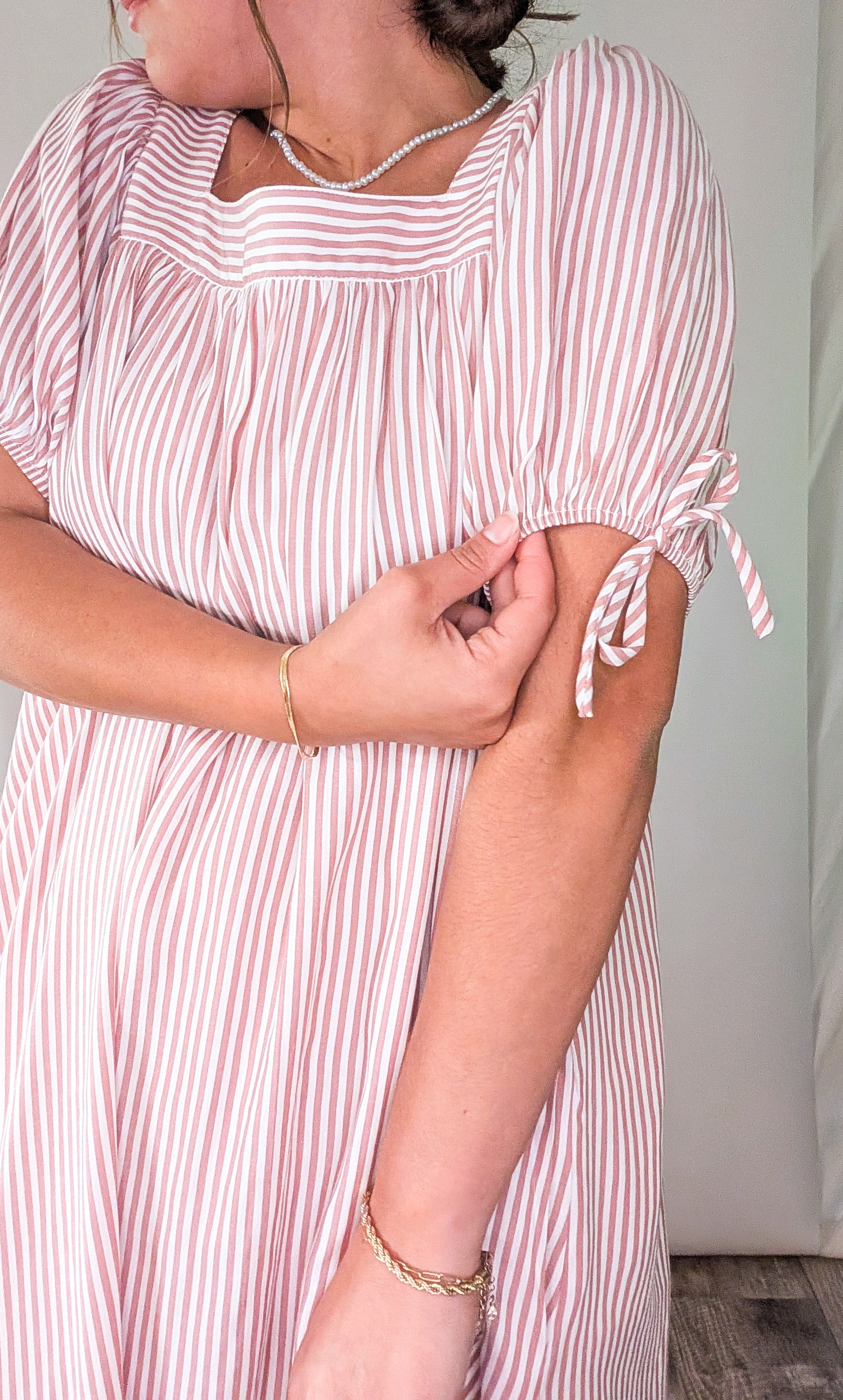 'Chloe' Striped Mini Dress in Ivory