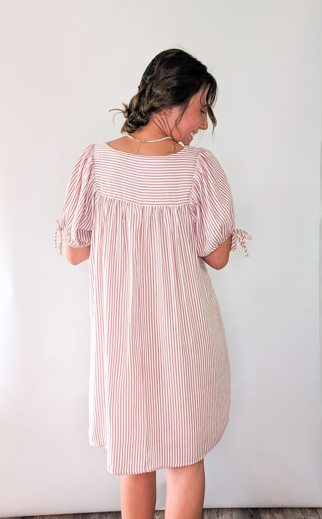 'Chloe' Striped Mini Dress in Ivory