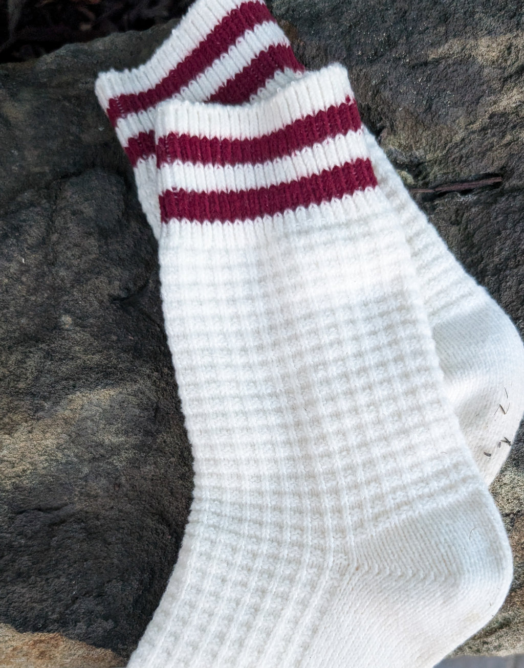 Waffle Knit Socks in Ivory