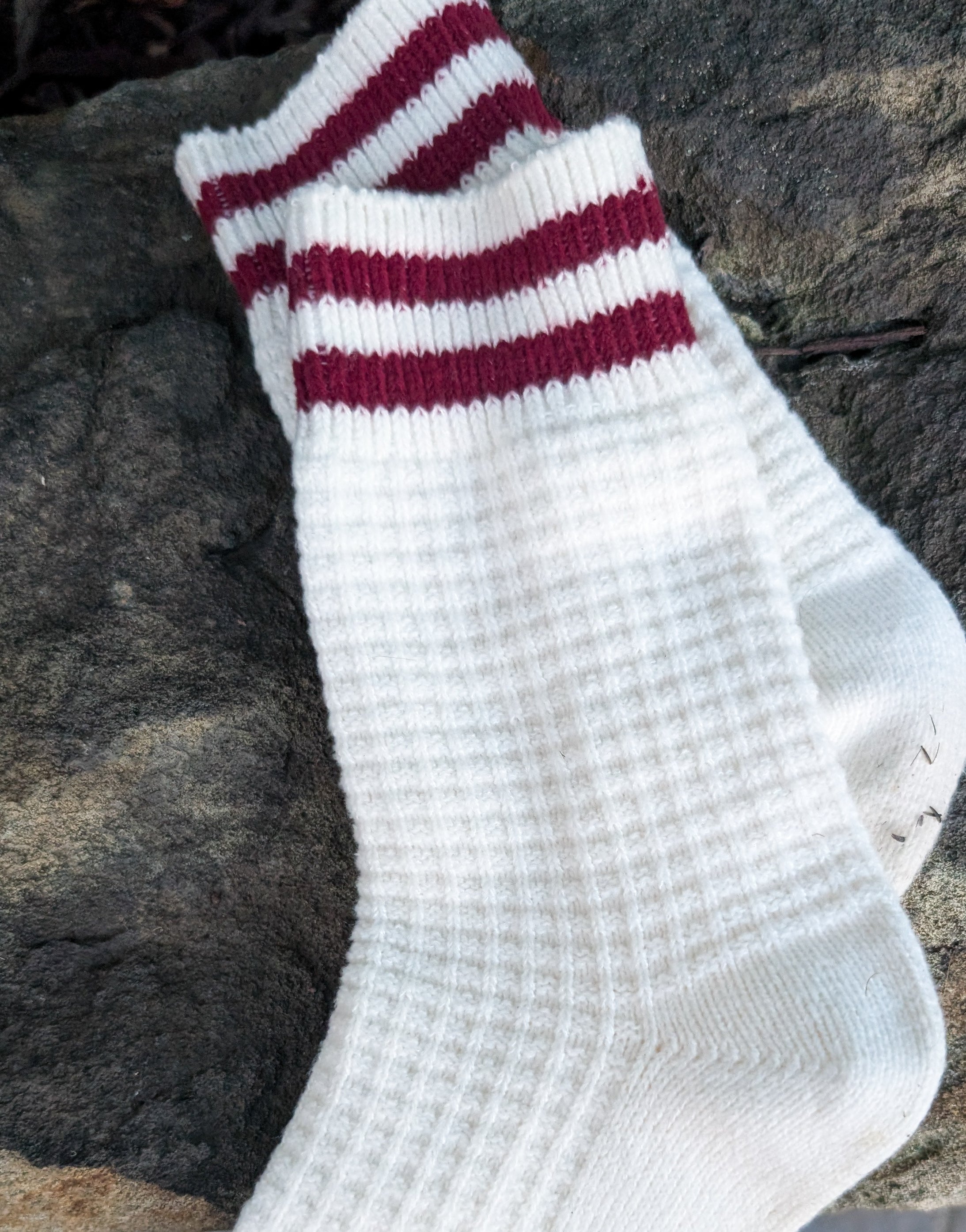 Waffle Knit Socks in Ivory