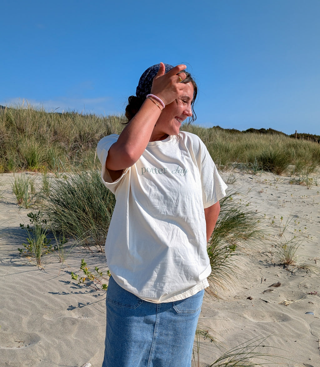 Potter + Clay Graphic Tee in Cream