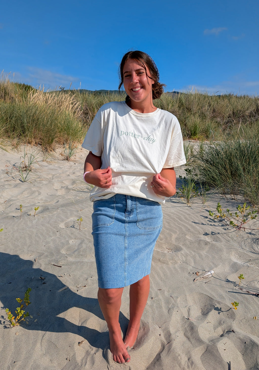 Potter + Clay Graphic Tee in Cream