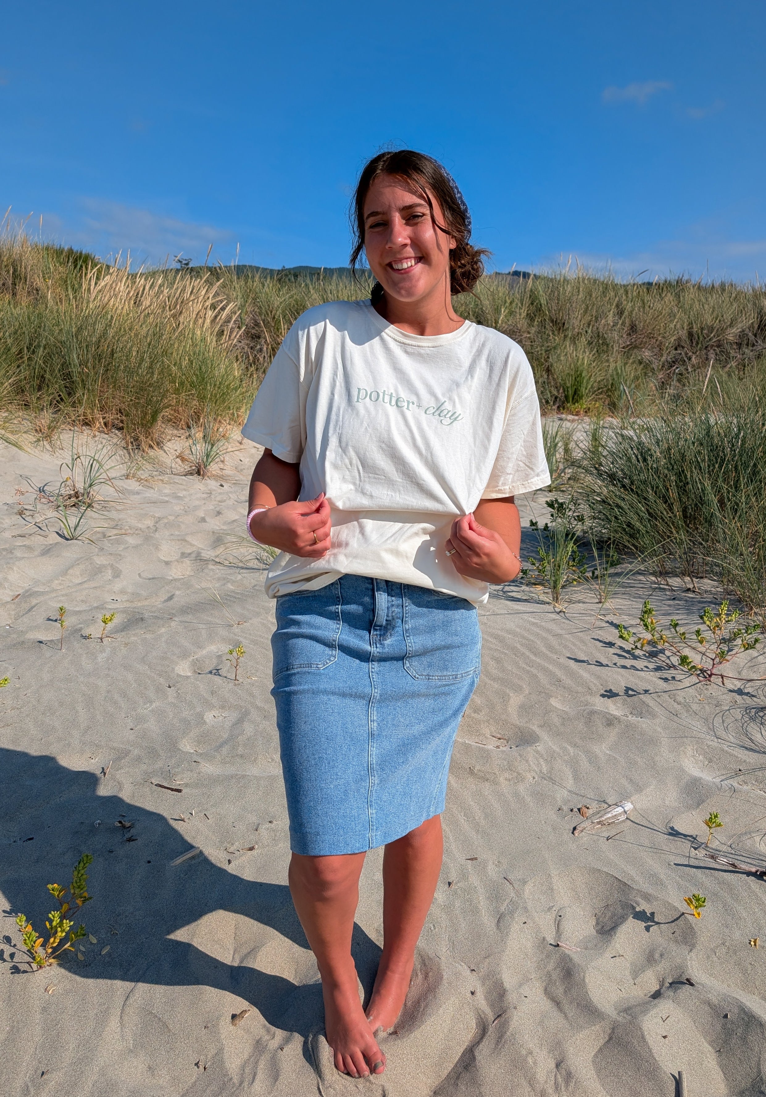Potter + Clay Graphic Tee in Cream