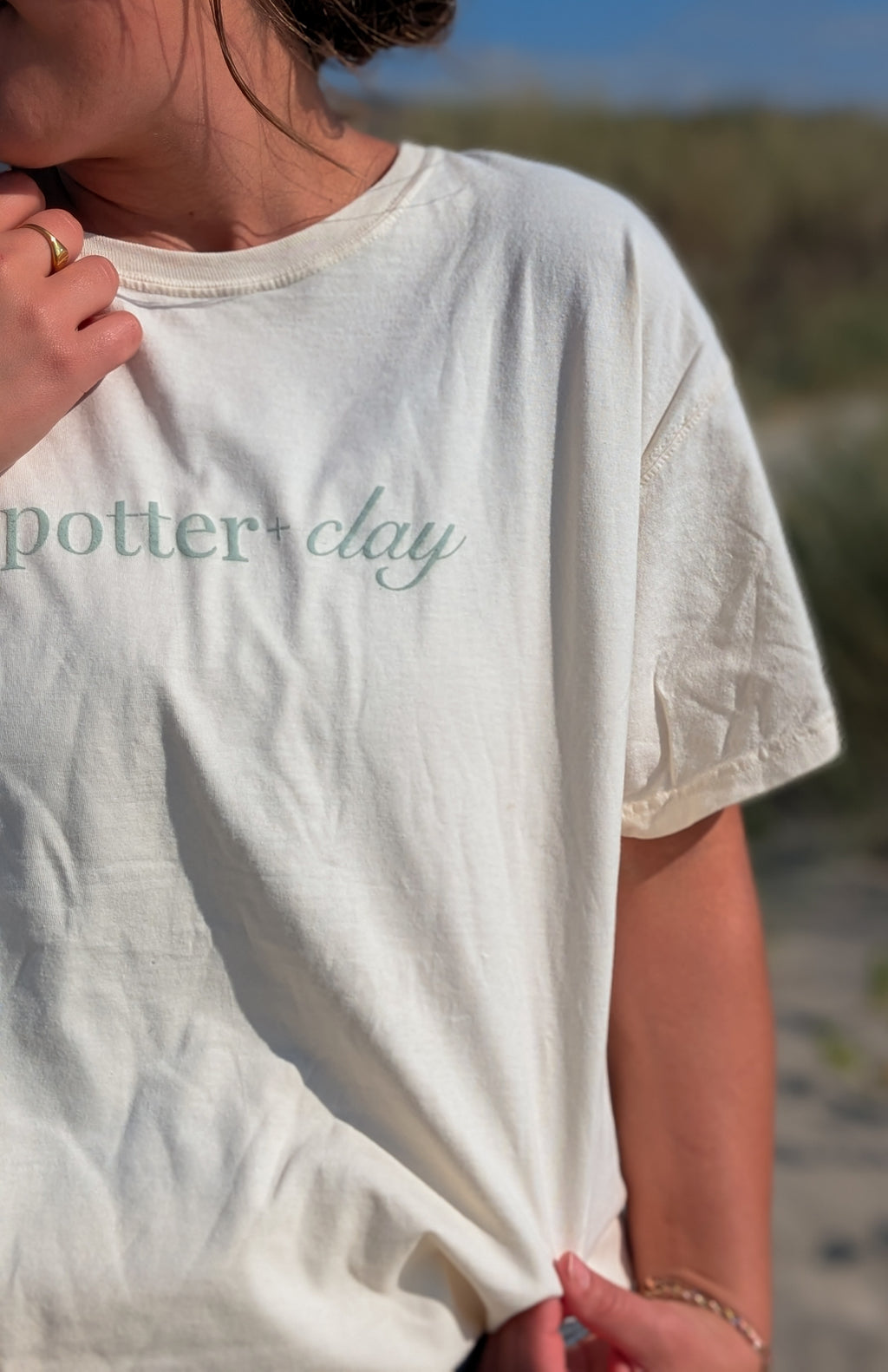 Potter + Clay Graphic Tee in Cream