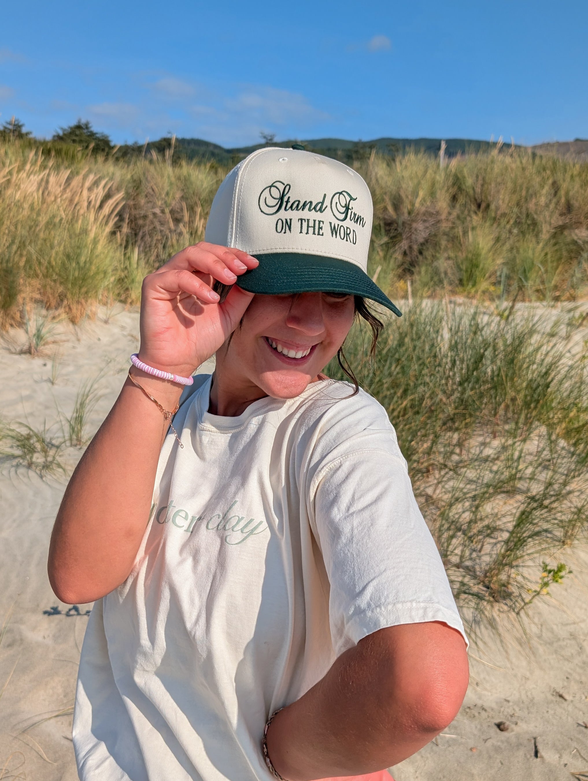 Stand Firm Trucker Hat in Cream