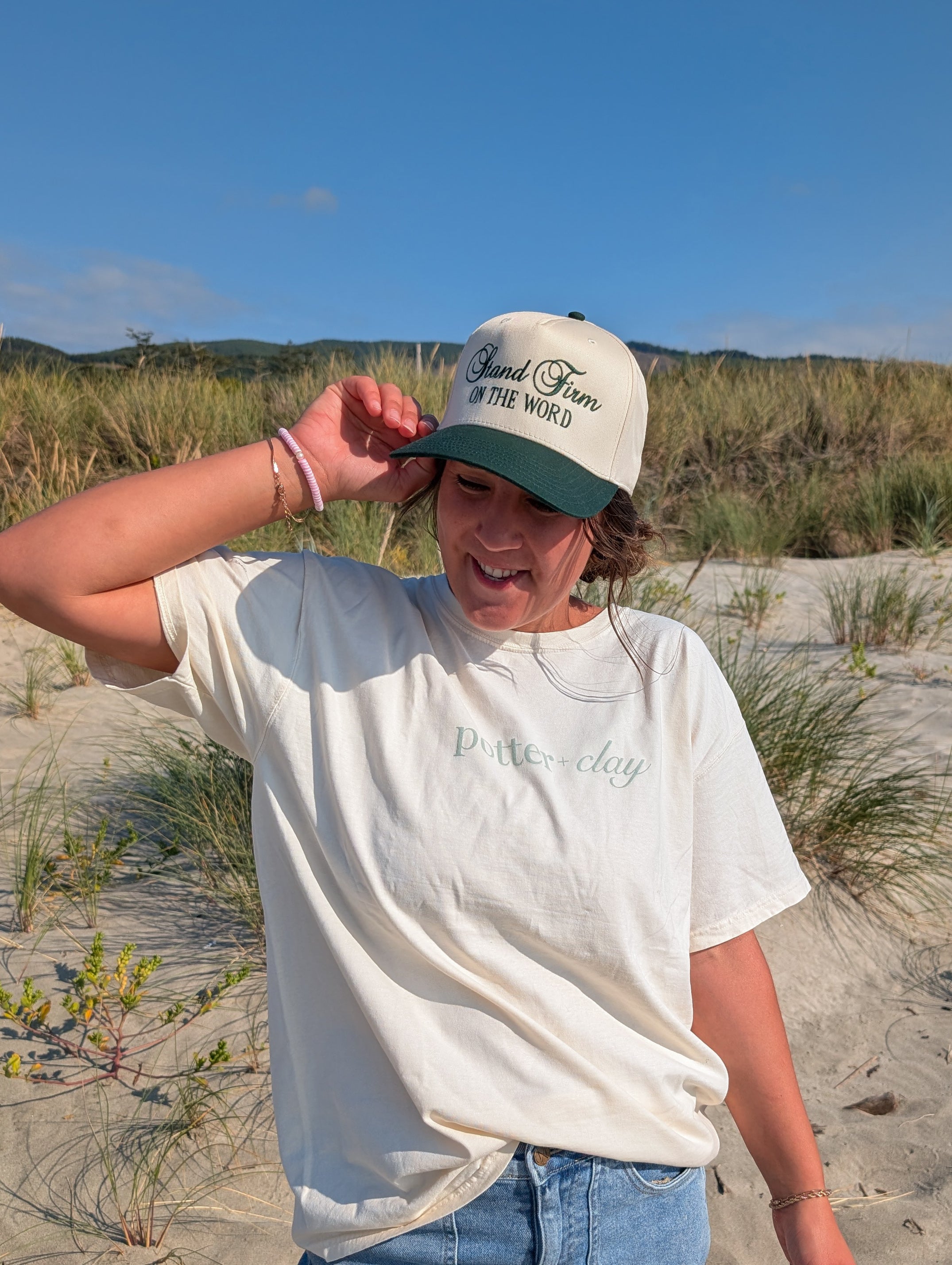 Stand Firm Trucker Hat in Cream