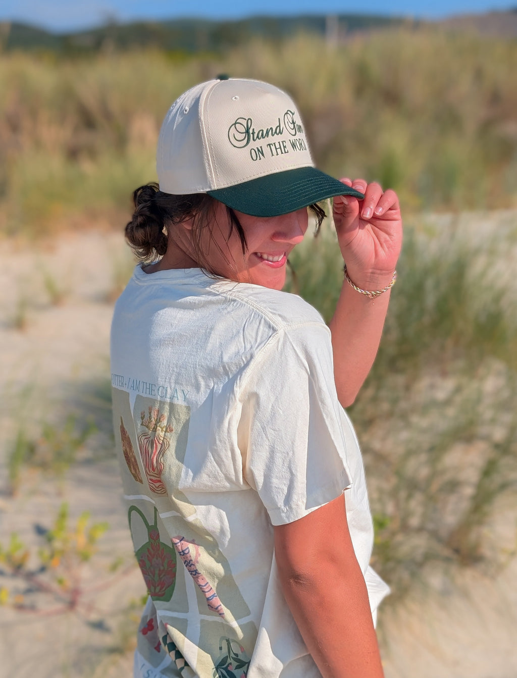 Stand Firm Trucker Hat in Cream