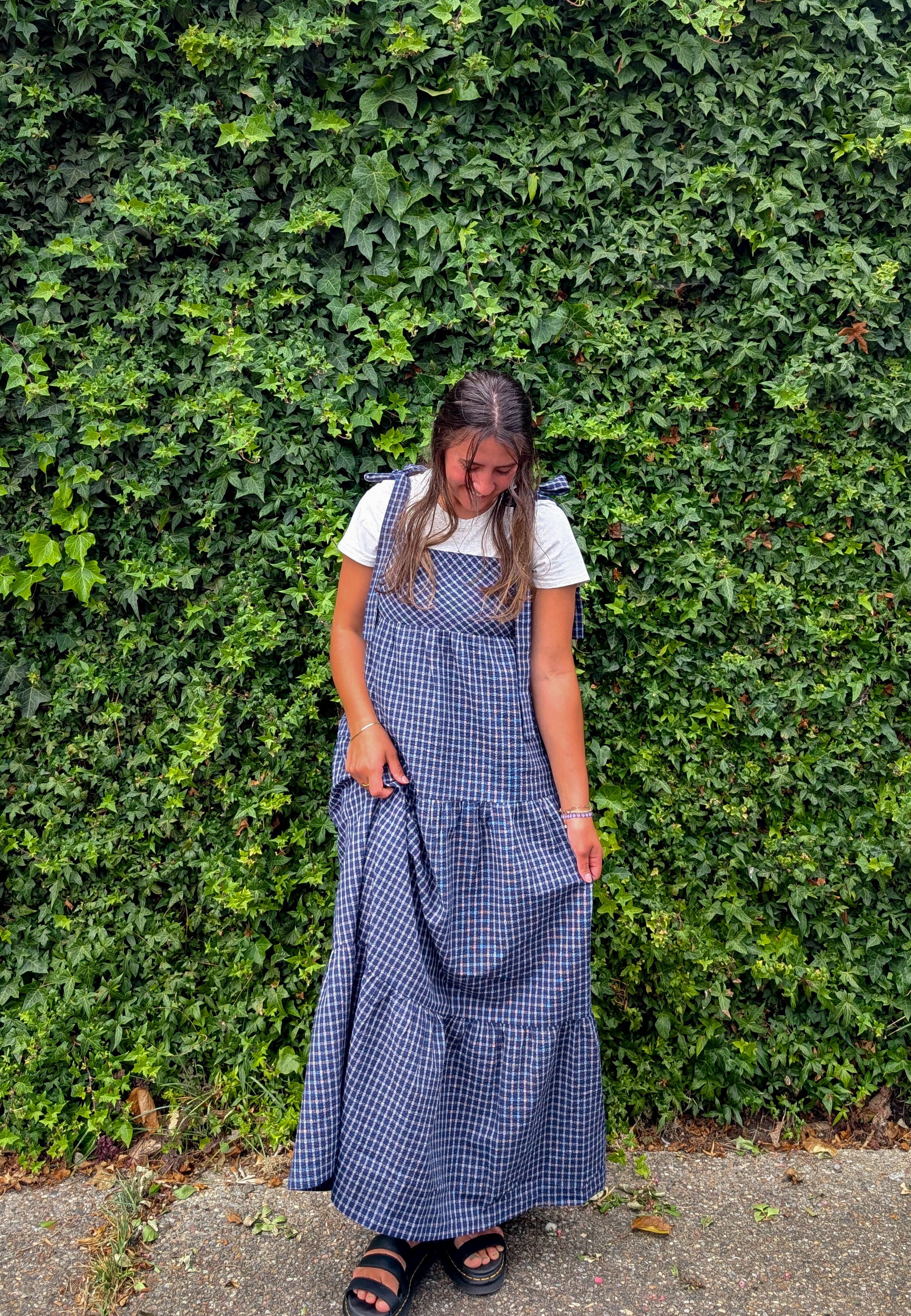 'Lisbon' Maxi Gingham Jumer in Navy