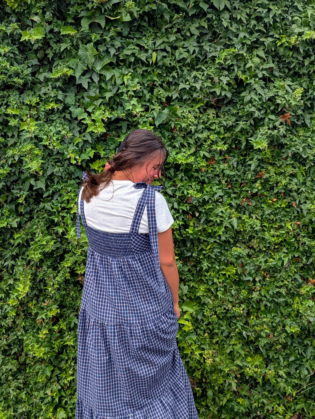 'Lisbon' Maxi Gingham Jumer in Navy