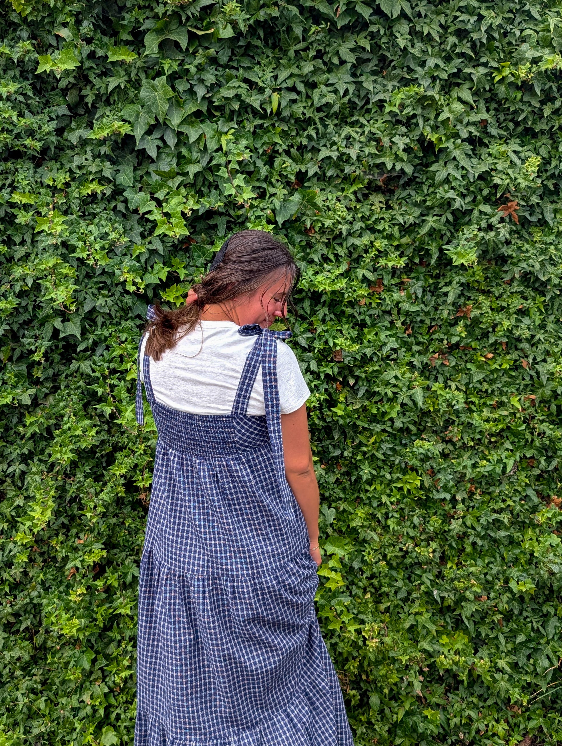 'Lisbon' Maxi Gingham Jumer in Navy