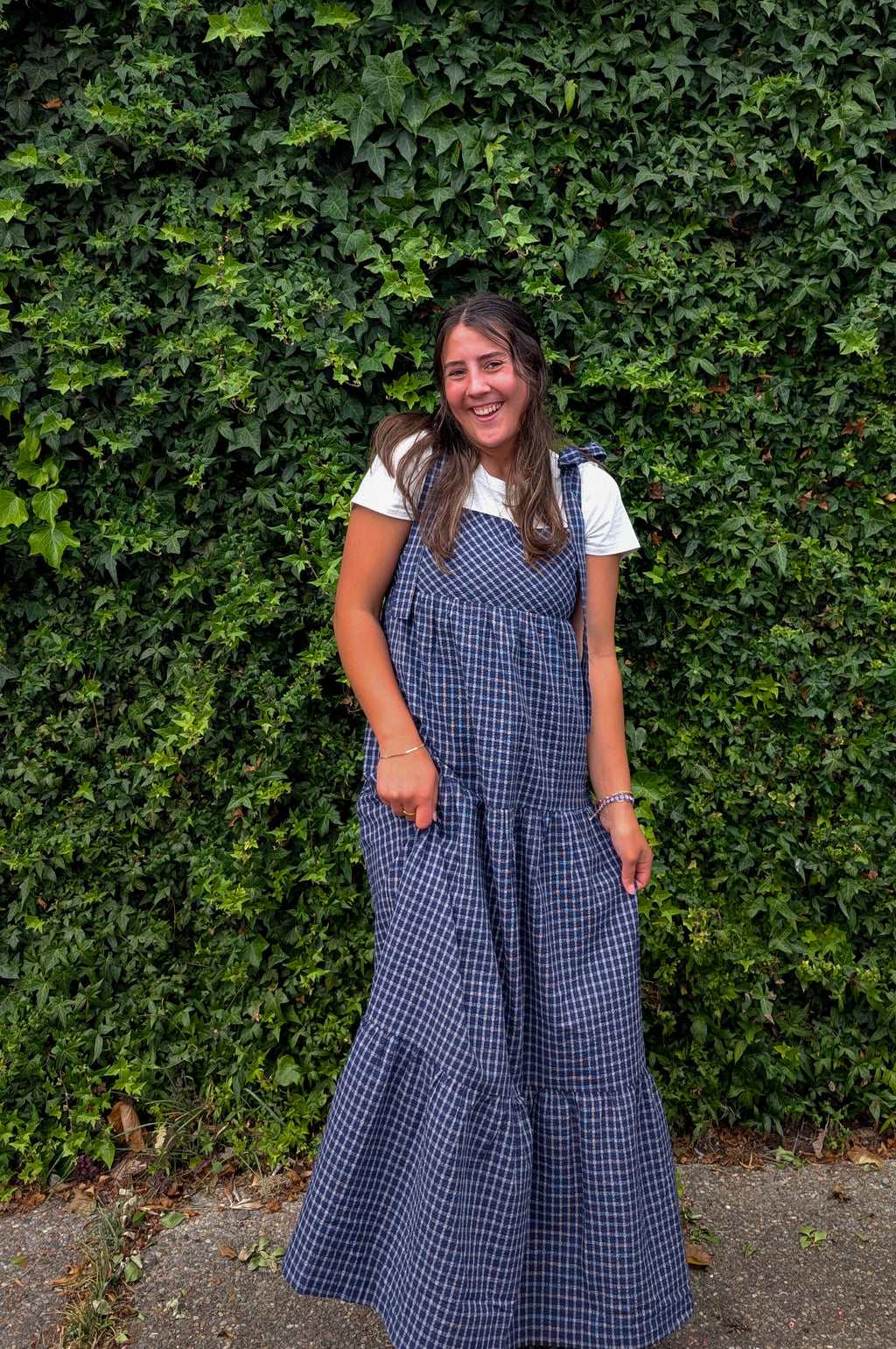 'Lisbon' Maxi Gingham Jumer in Navy