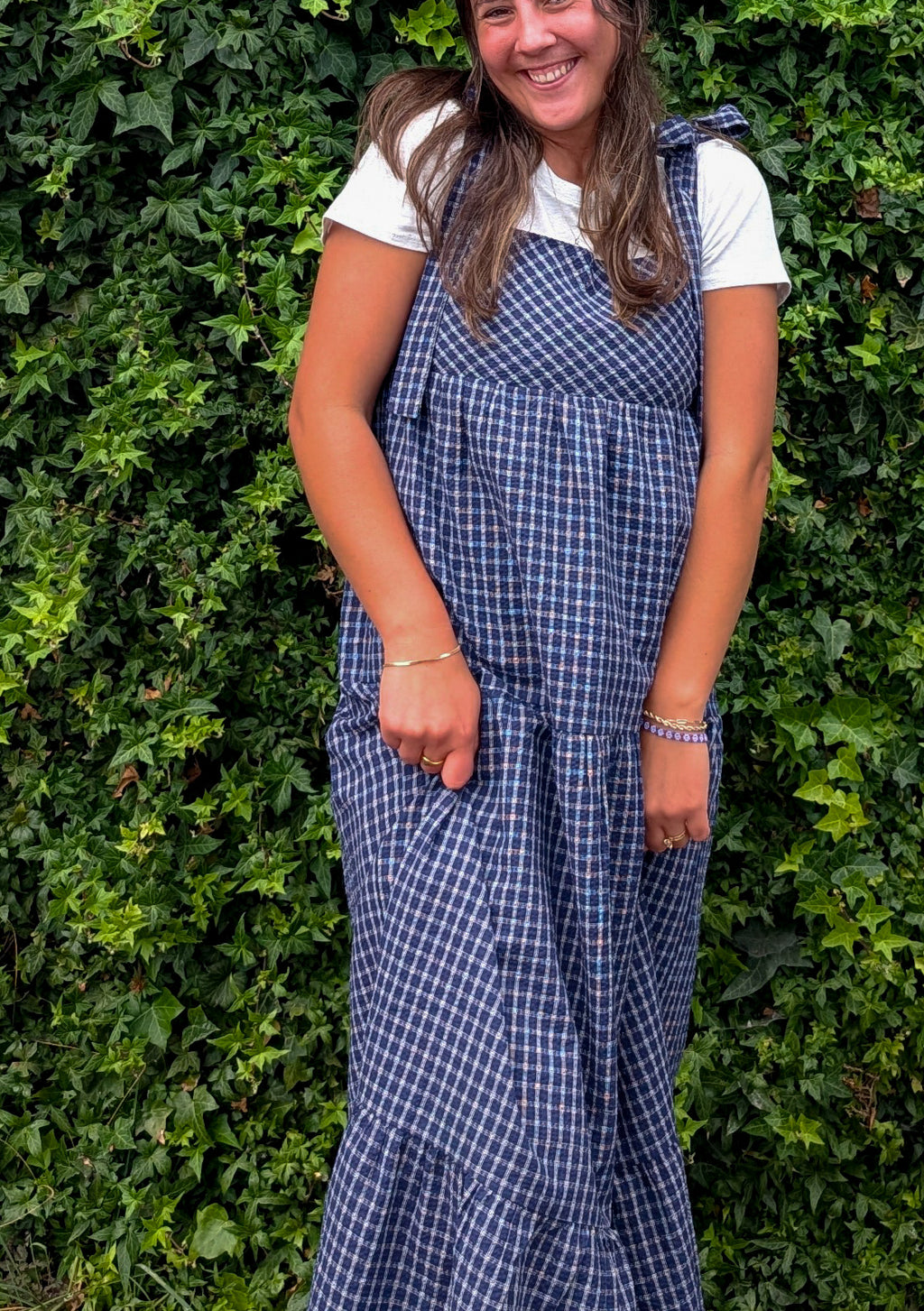 'Lisbon' Maxi Gingham Jumer in Navy