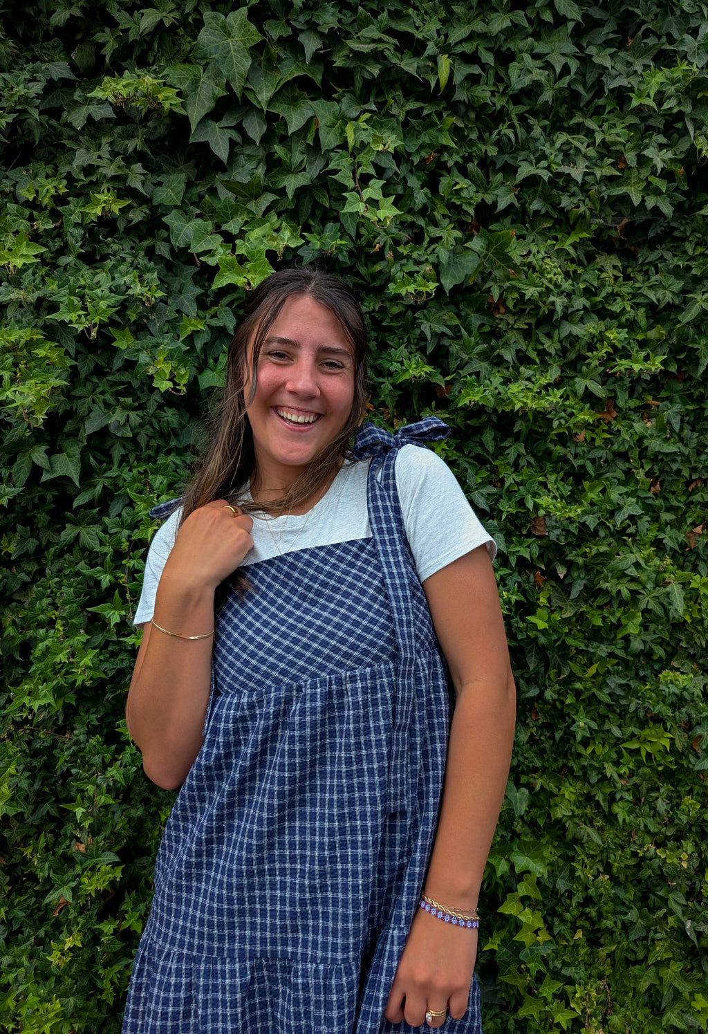 'Lisbon' Maxi Gingham Jumer in Navy