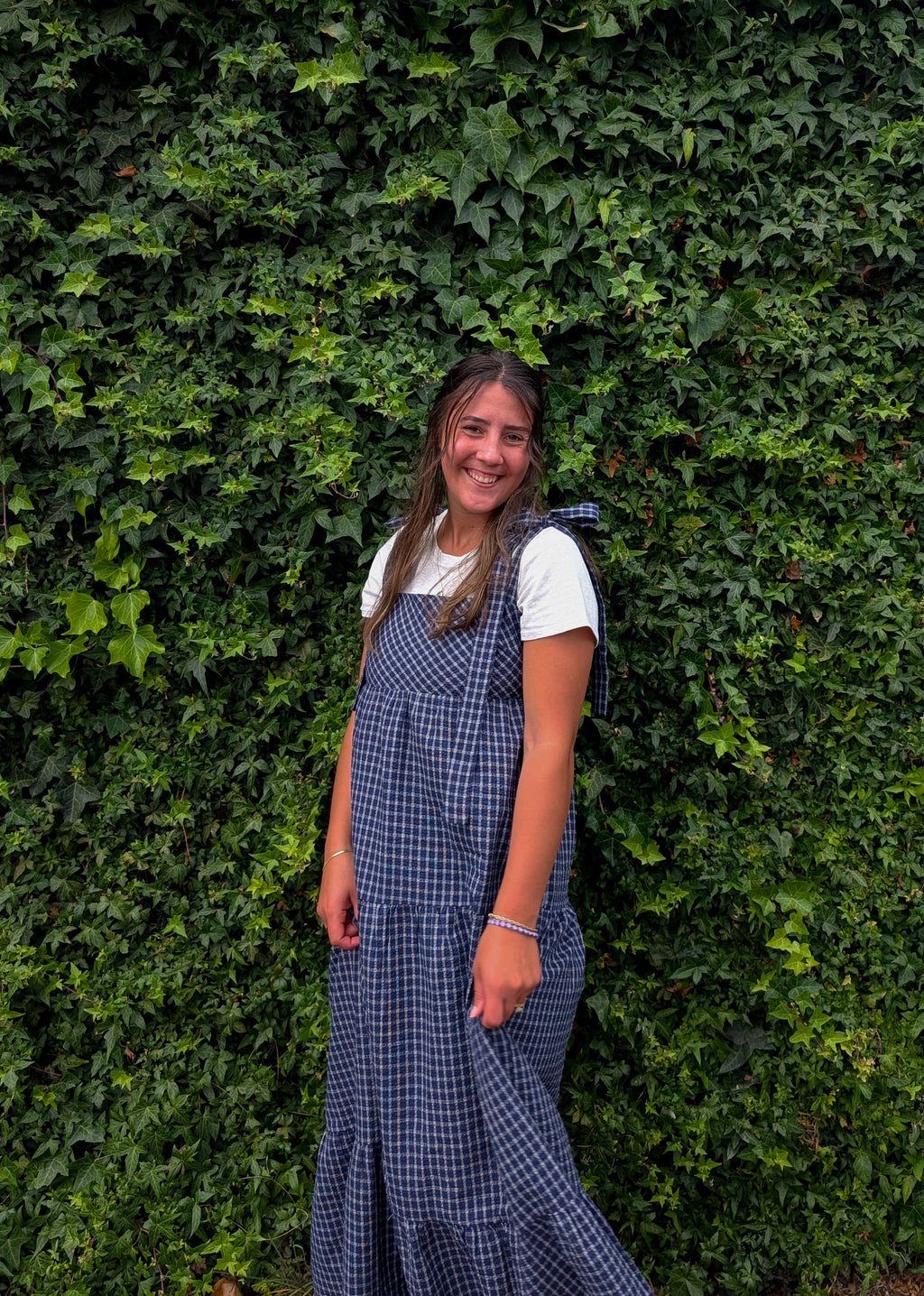 'Lisbon' Maxi Gingham Jumer in Navy