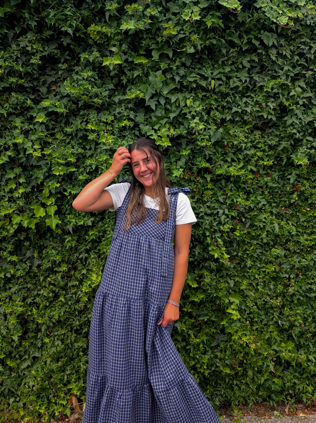 'Lisbon' Maxi Gingham Jumer in Navy