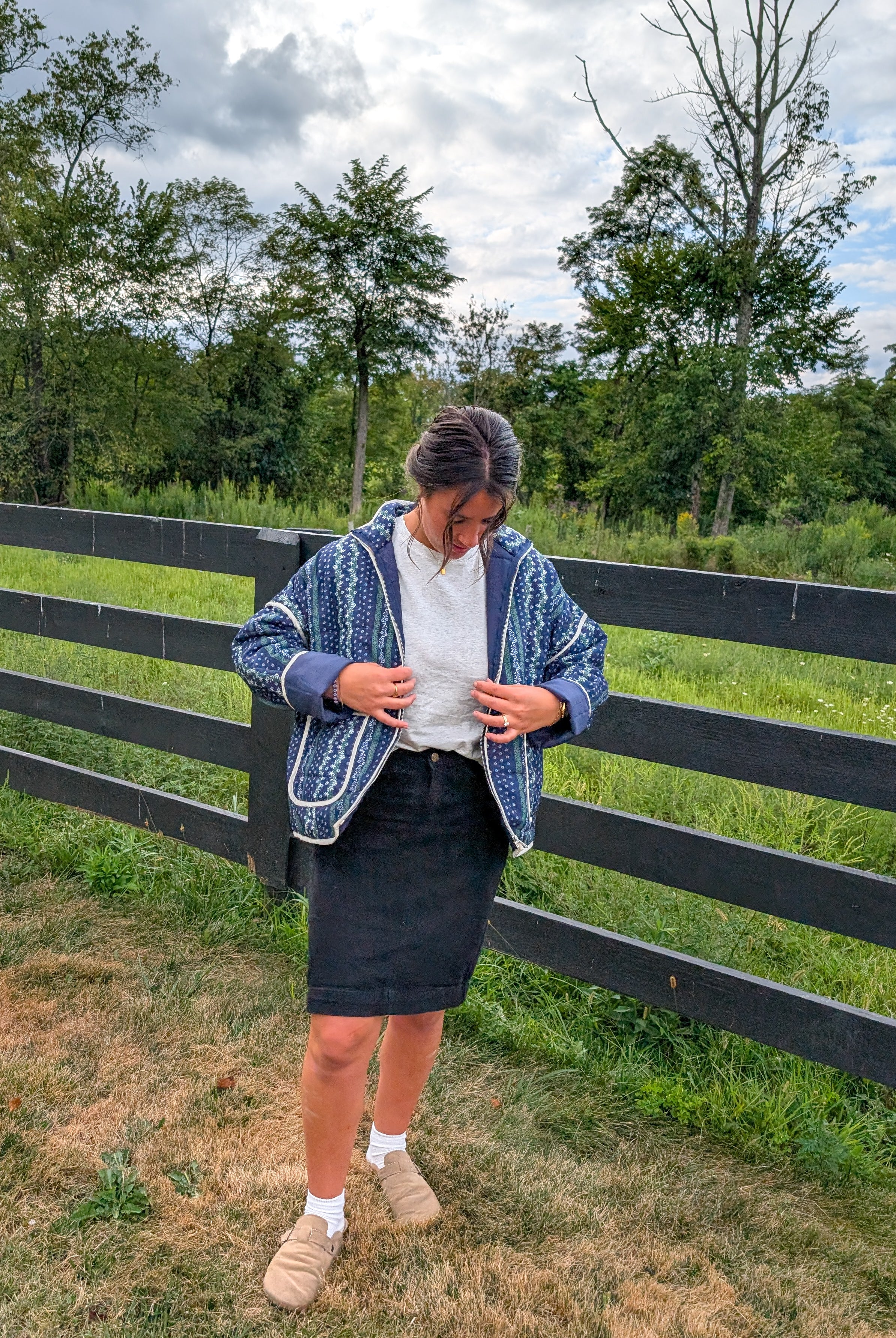 'Ember' Quilted Jacket in Navy