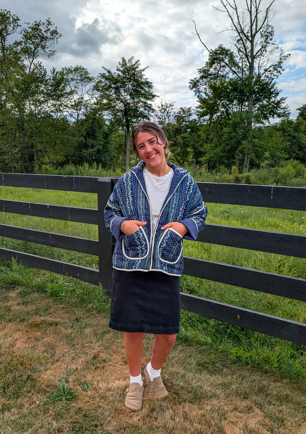 'Ember' Quilted Jacket in Navy