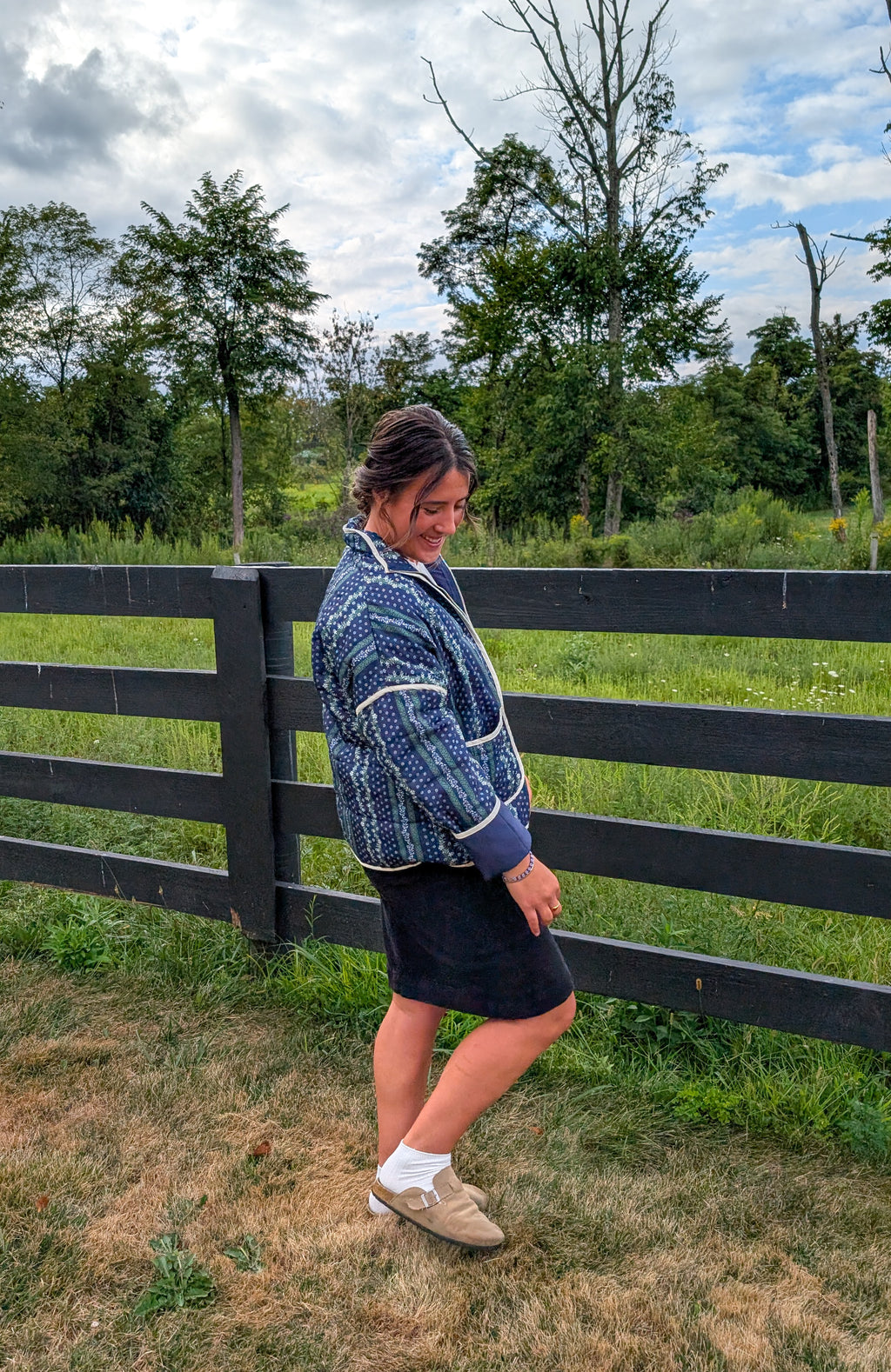 'Ember' Quilted Jacket in Navy