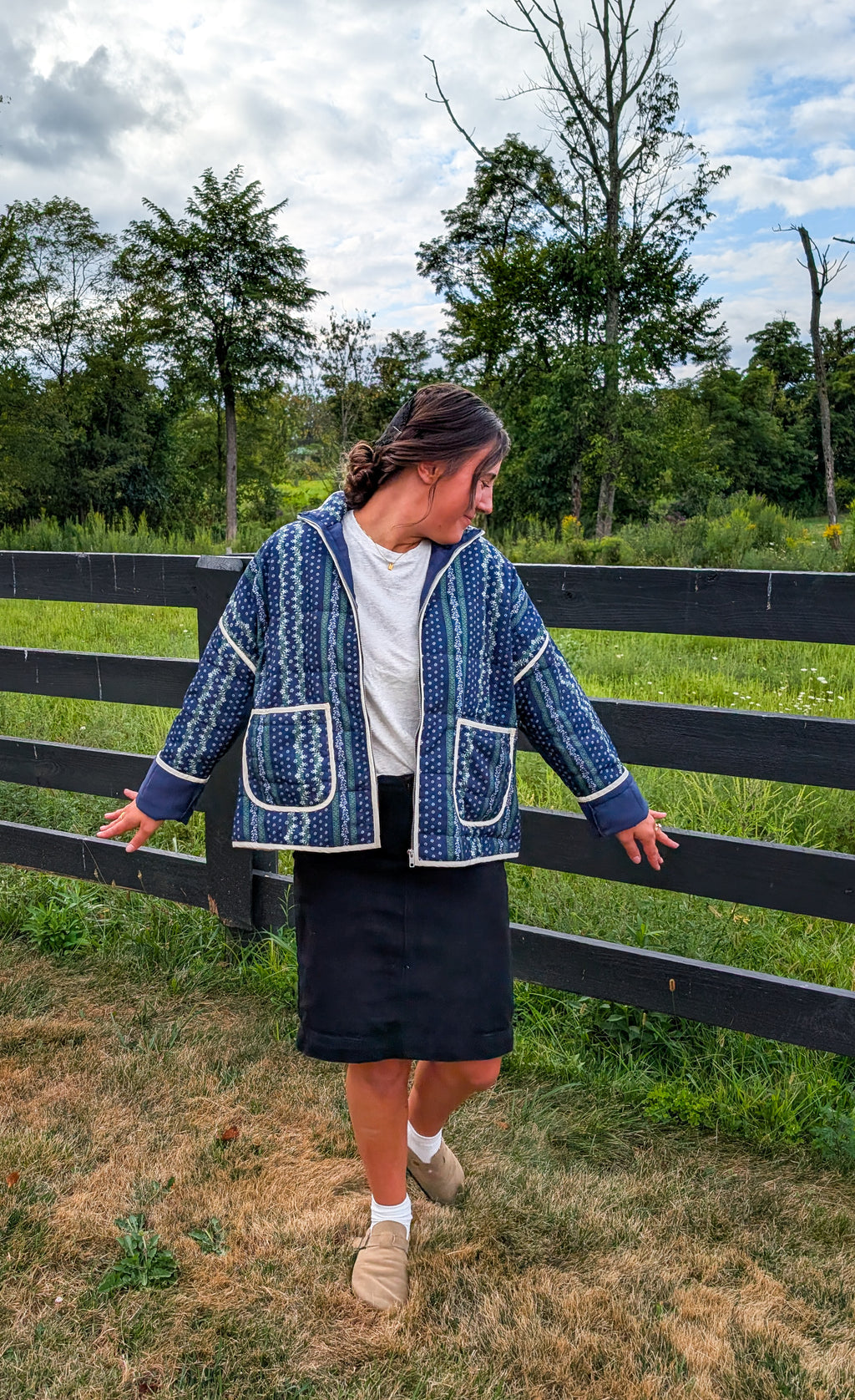 'Ember' Quilted Jacket in Navy