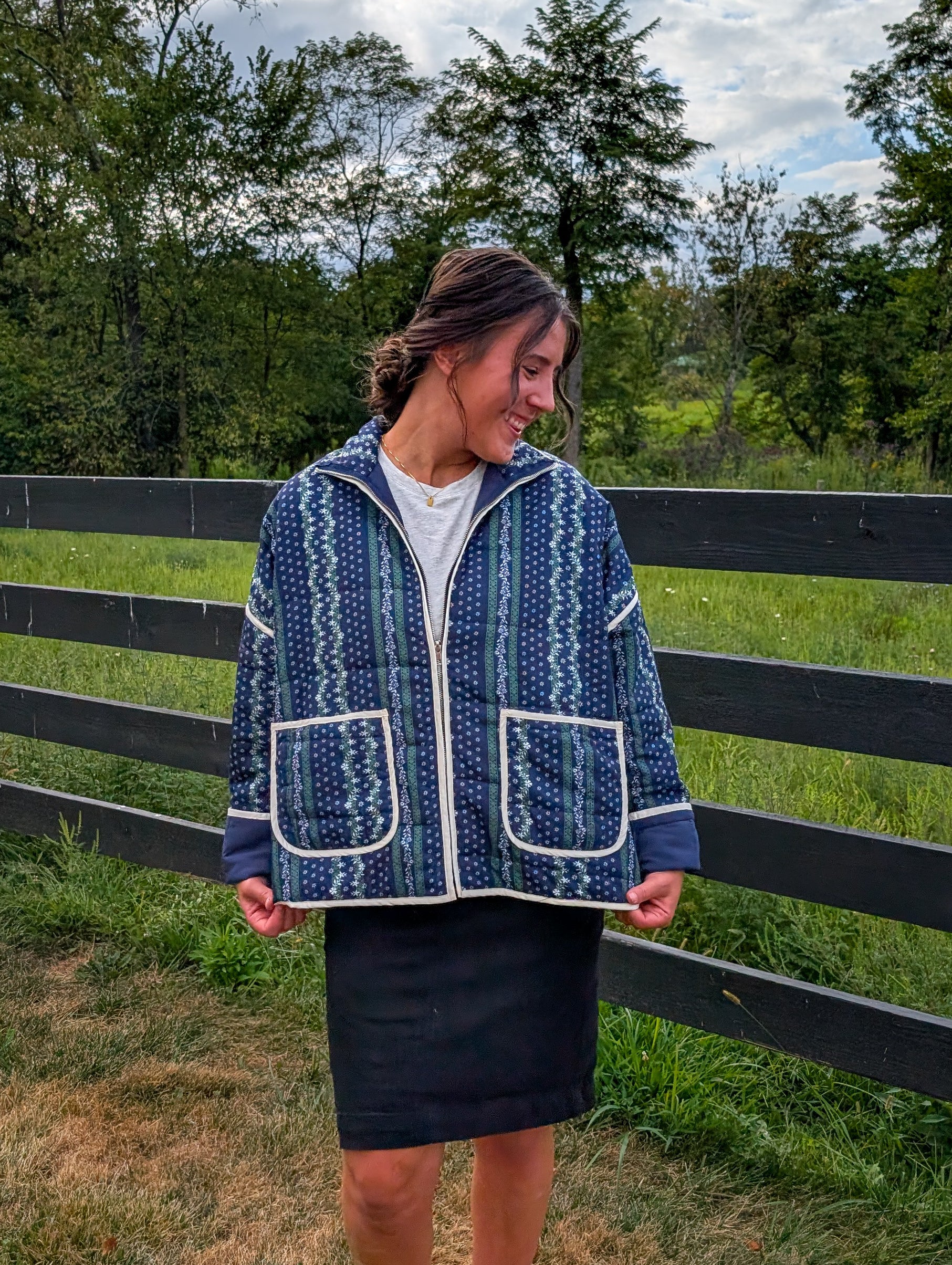 'Ember' Quilted Jacket in Navy