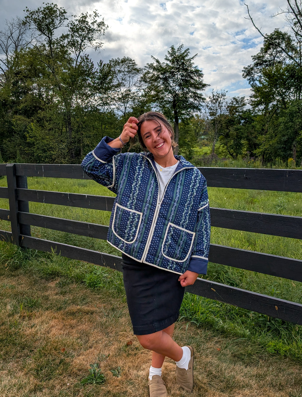 'Ember' Quilted Jacket in Navy