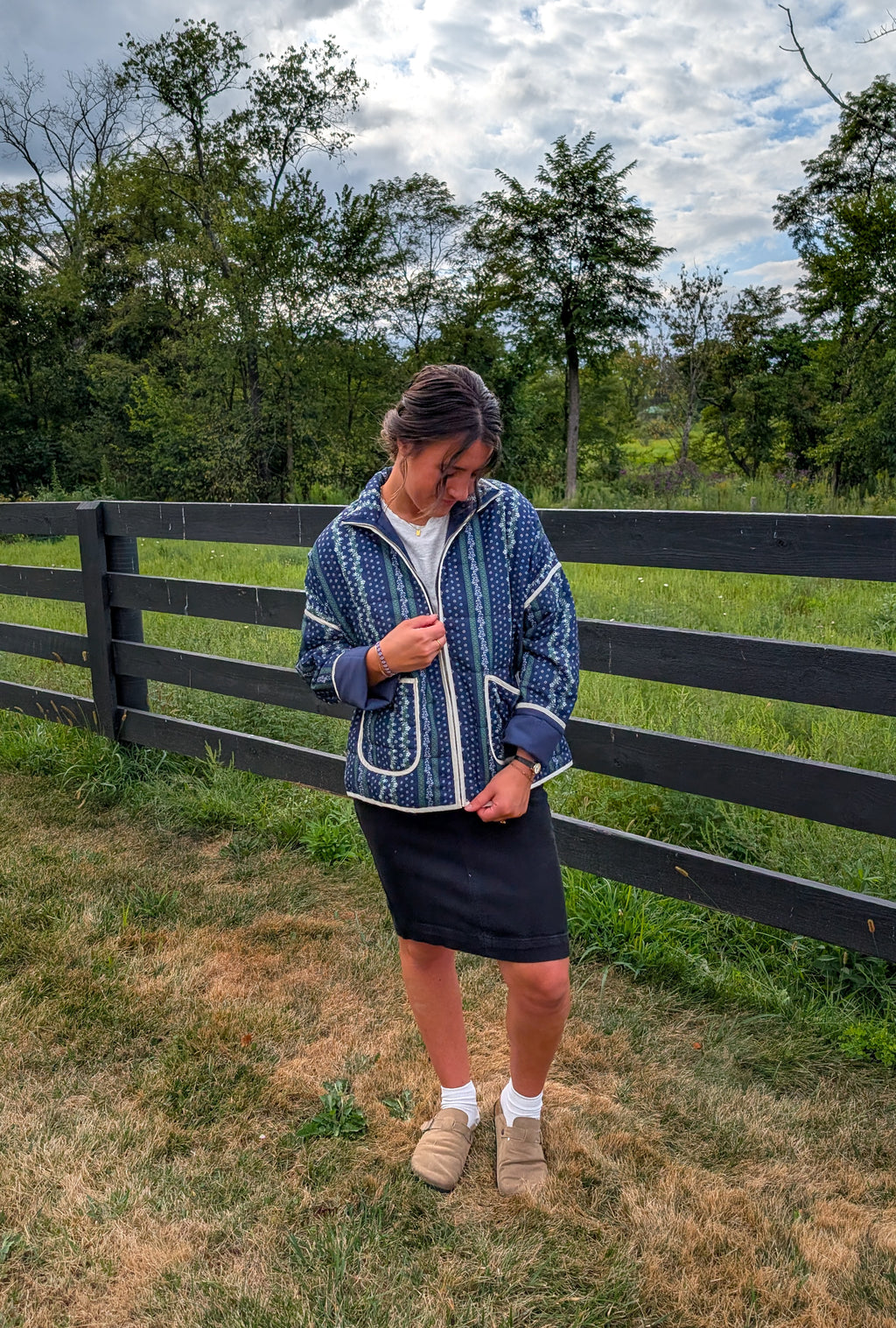 'Ember' Quilted Jacket in Navy