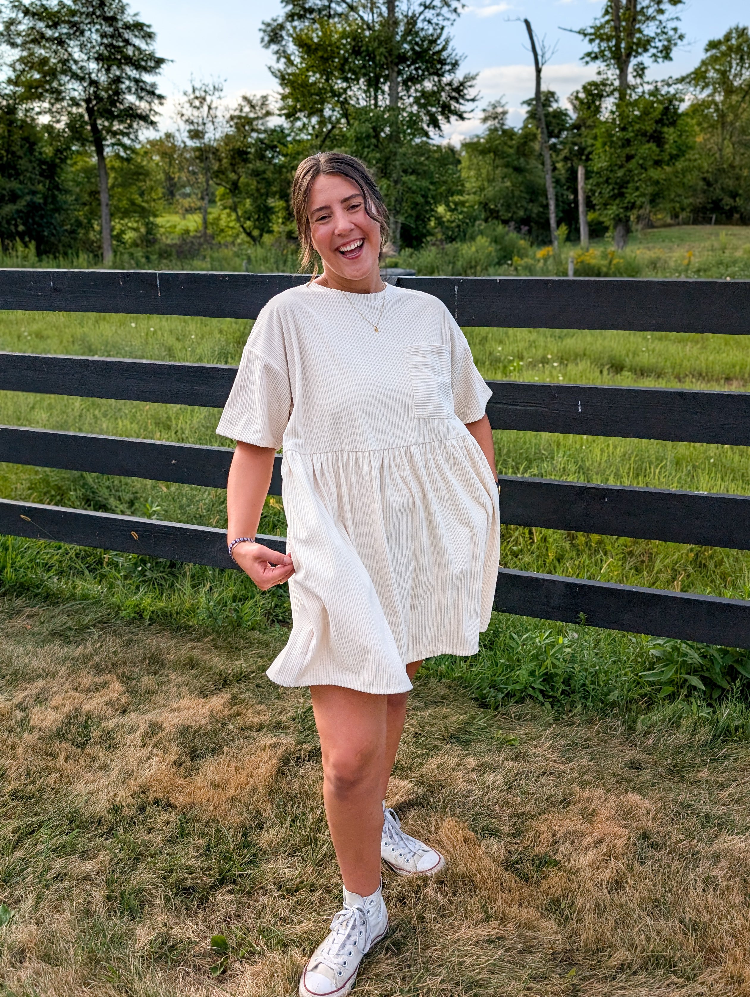 'Wyatt' Cordery Midi Dress in Cream