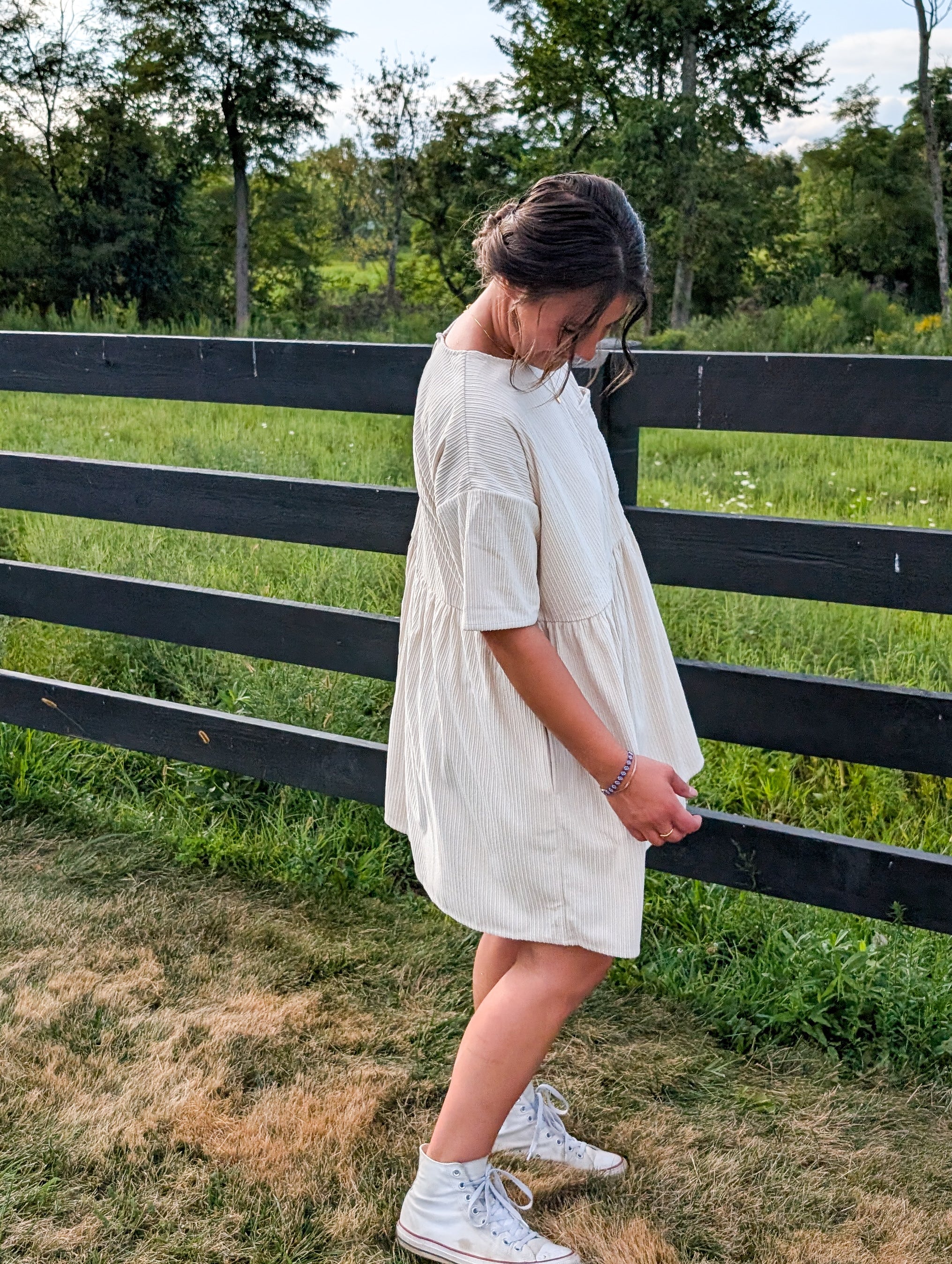 'Wyatt' Cordery Midi Dress in Cream