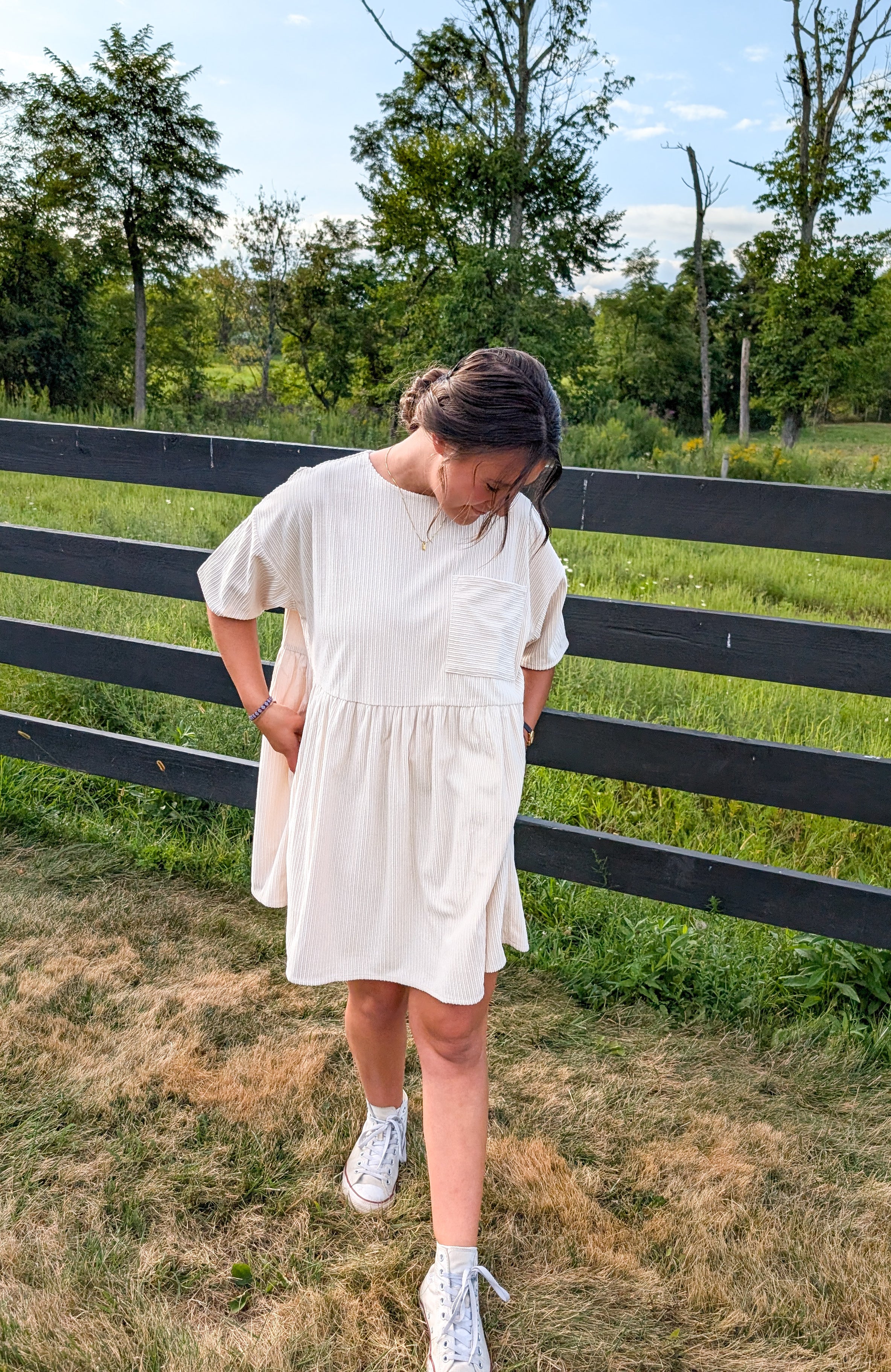 'Wyatt' Cordery Midi Dress in Cream