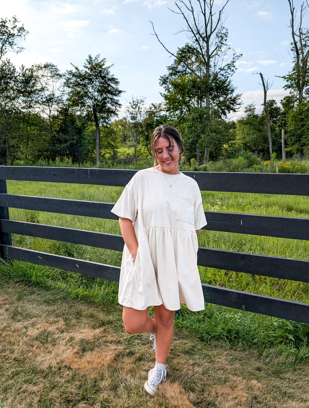 'Wyatt' Cordery Midi Dress in Cream